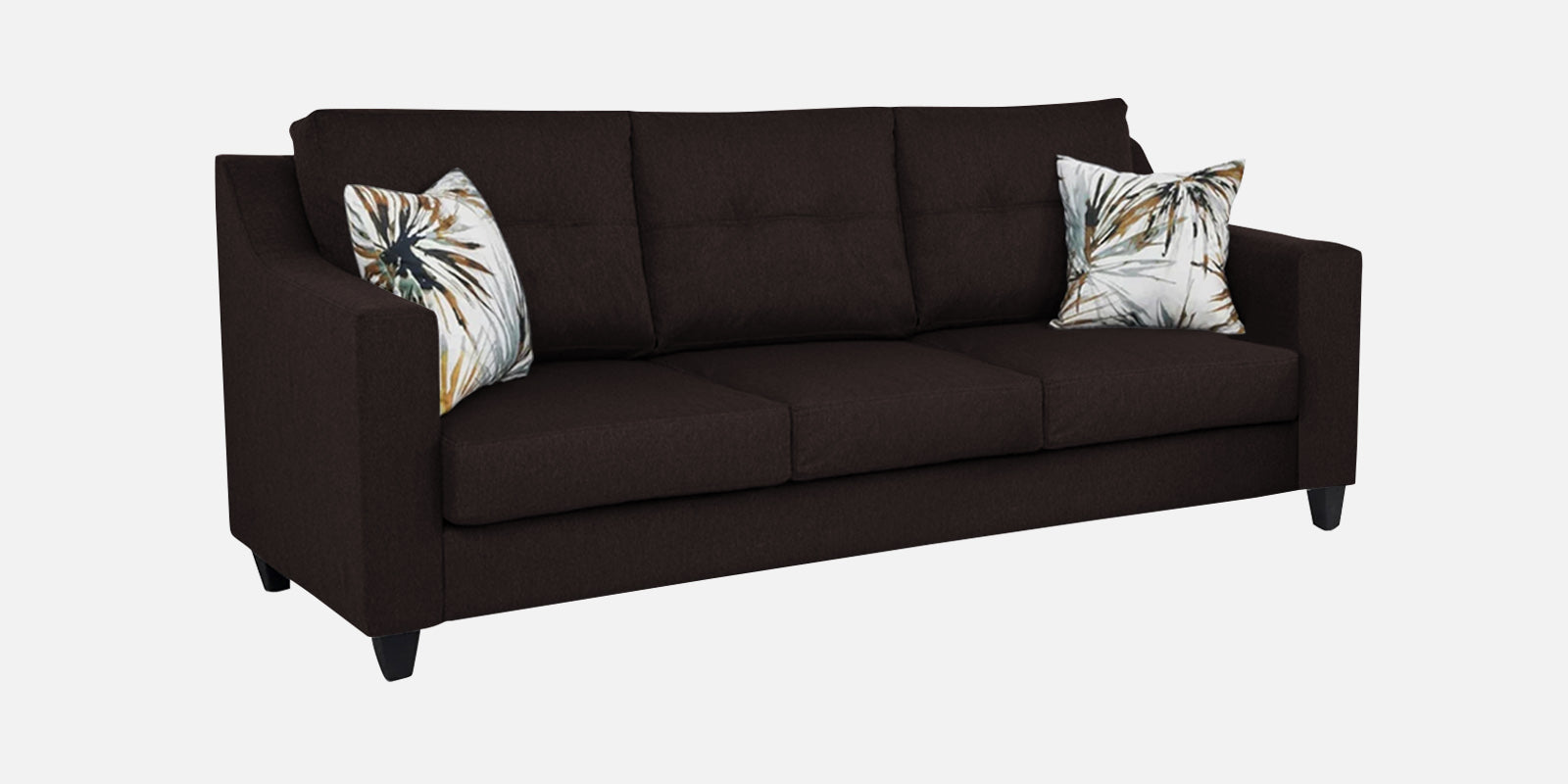 Welly Fabric 3 Seater Sofa In Dark Brown Colour - Febonic Living