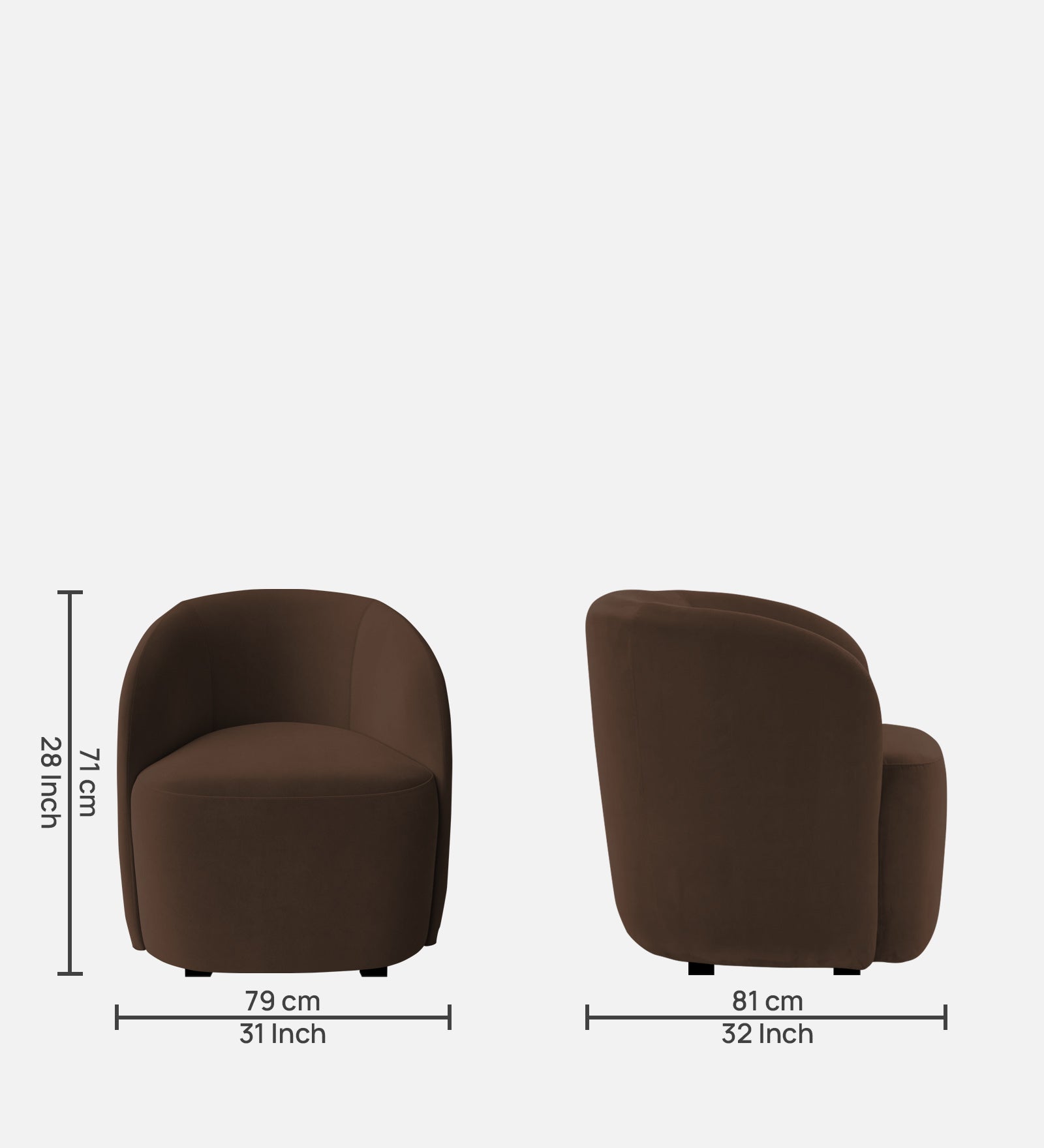 Lucky Velvet Wing Chair In Cholocate Brown Colour - Febonic Living