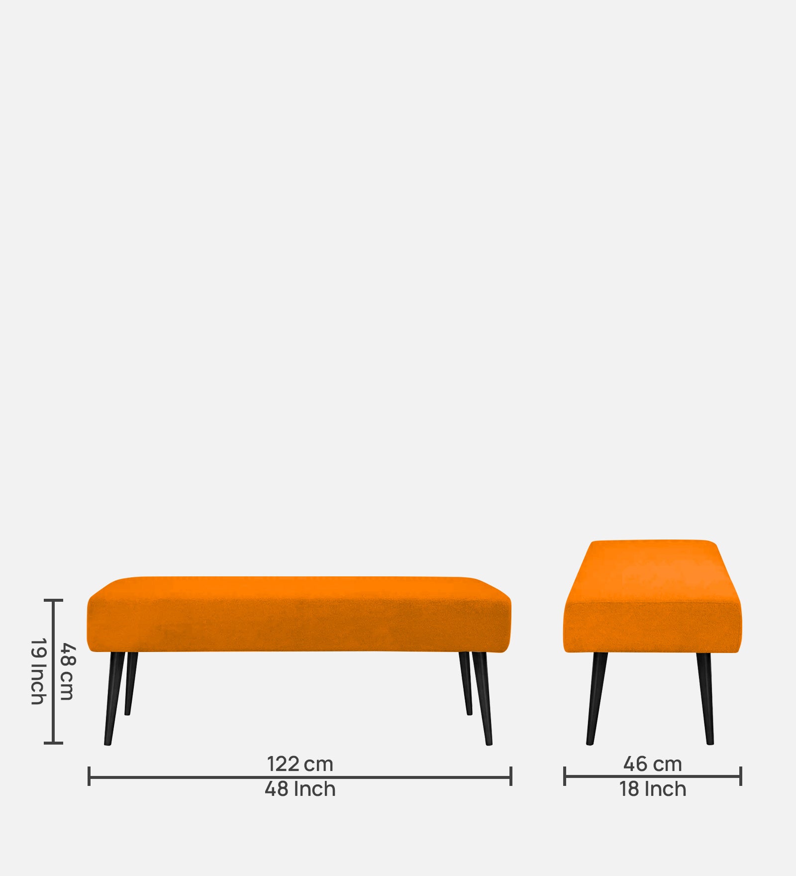 Orbit Fabric Bench In Vivid Orange Colour - Febonic Living