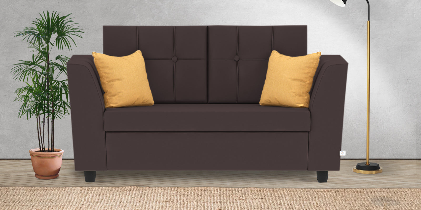 Nestin Velvet 2 Seater Sofa In Mocha Brown Colour - Febonic Living