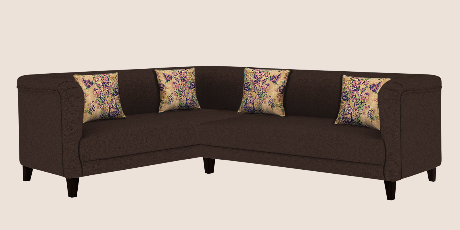 Niki Fabric Corner Sofa In Coffee Brown Colour - Febonic Living