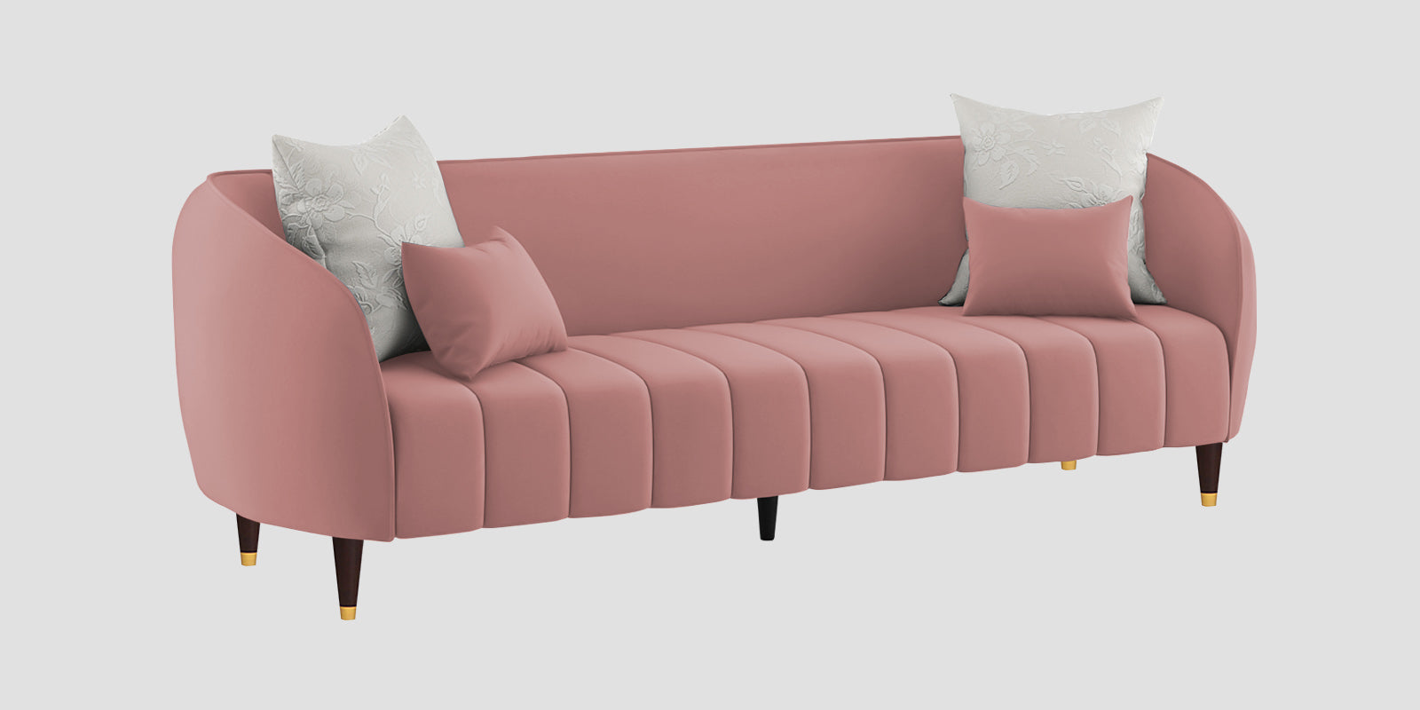 Hairo Velvet 3 Seater Sofa In Blush Pink Colour - Febonic Living