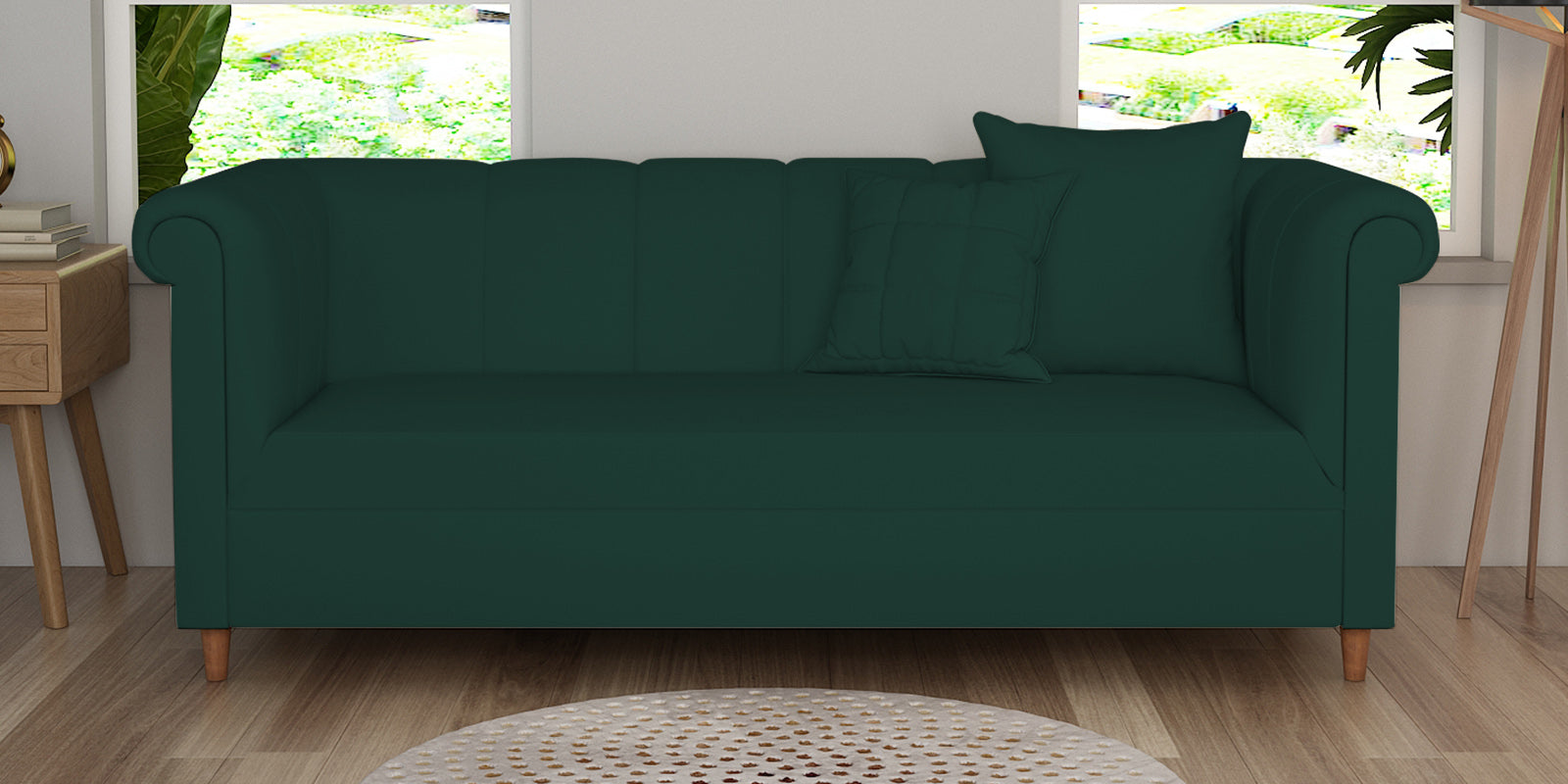 Rubi Velvet 3 Seater Sofa In Forest Green Colour - Febonic Living