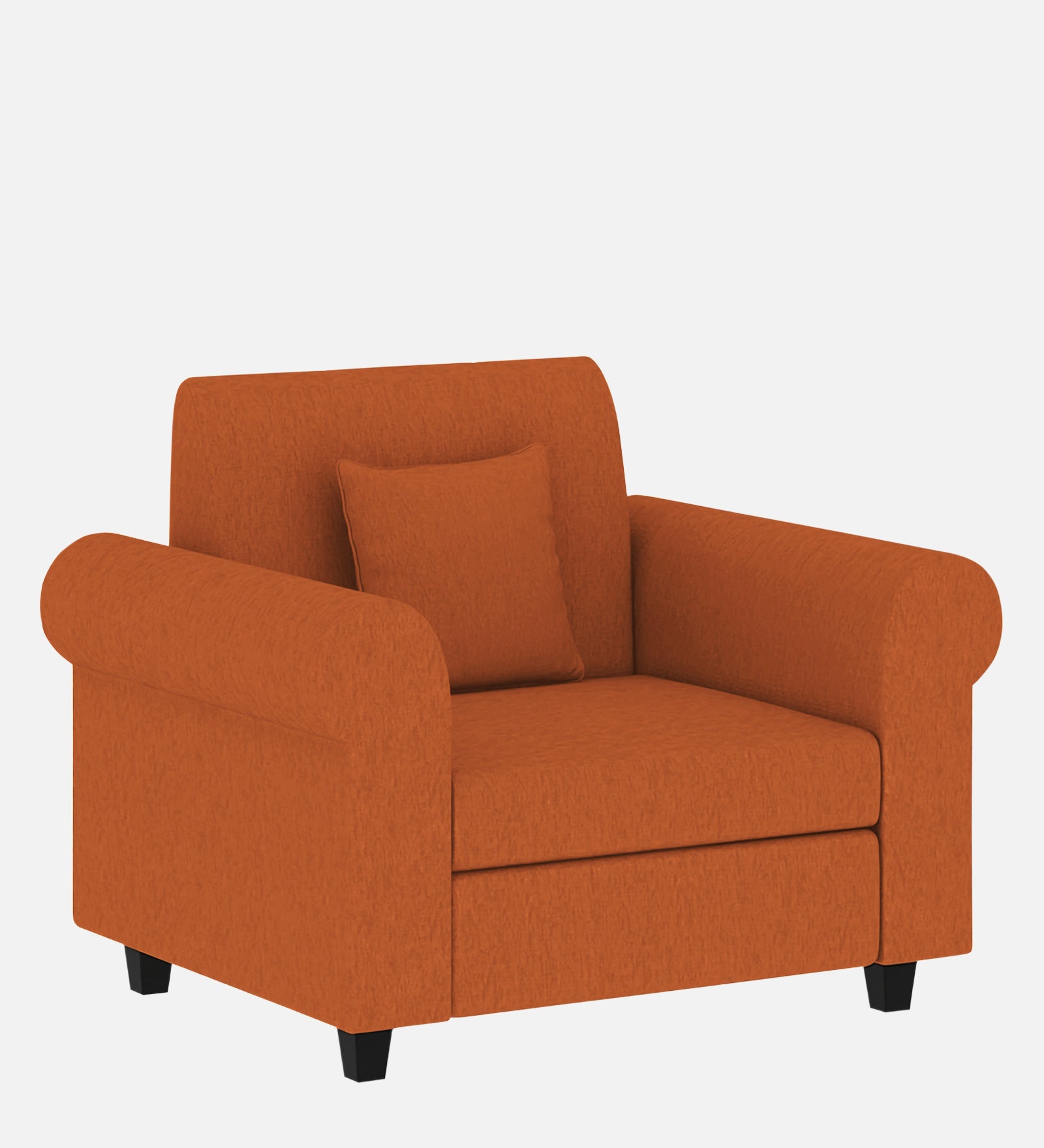 Derado Fabric 1 Seater Sofa In Vivid Orange Colour - Febonic Living