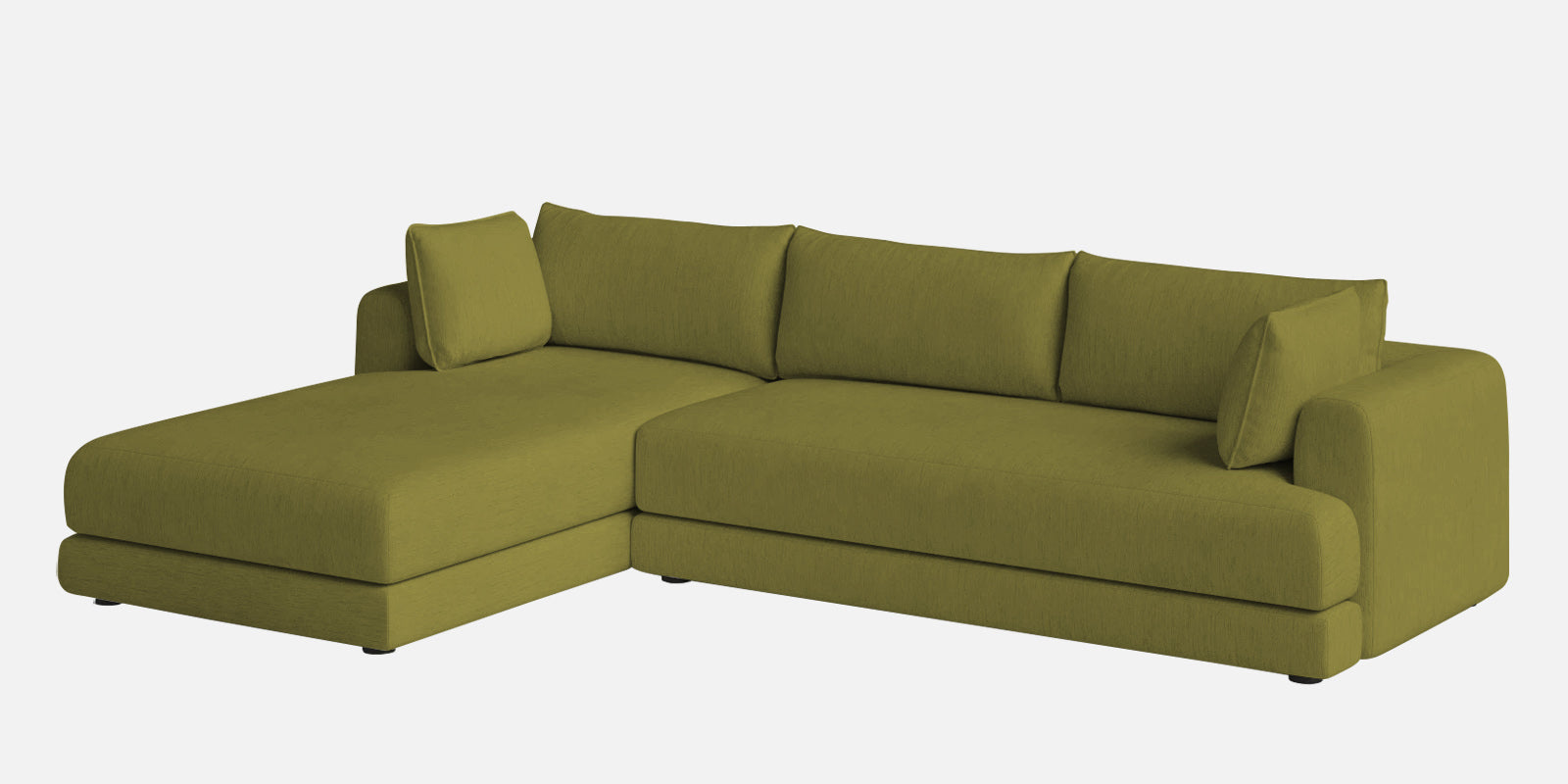 Ziggy Fabric LHS Sectional Sofa (3+Lounger) In Kelly Green Colour - Febonic Living