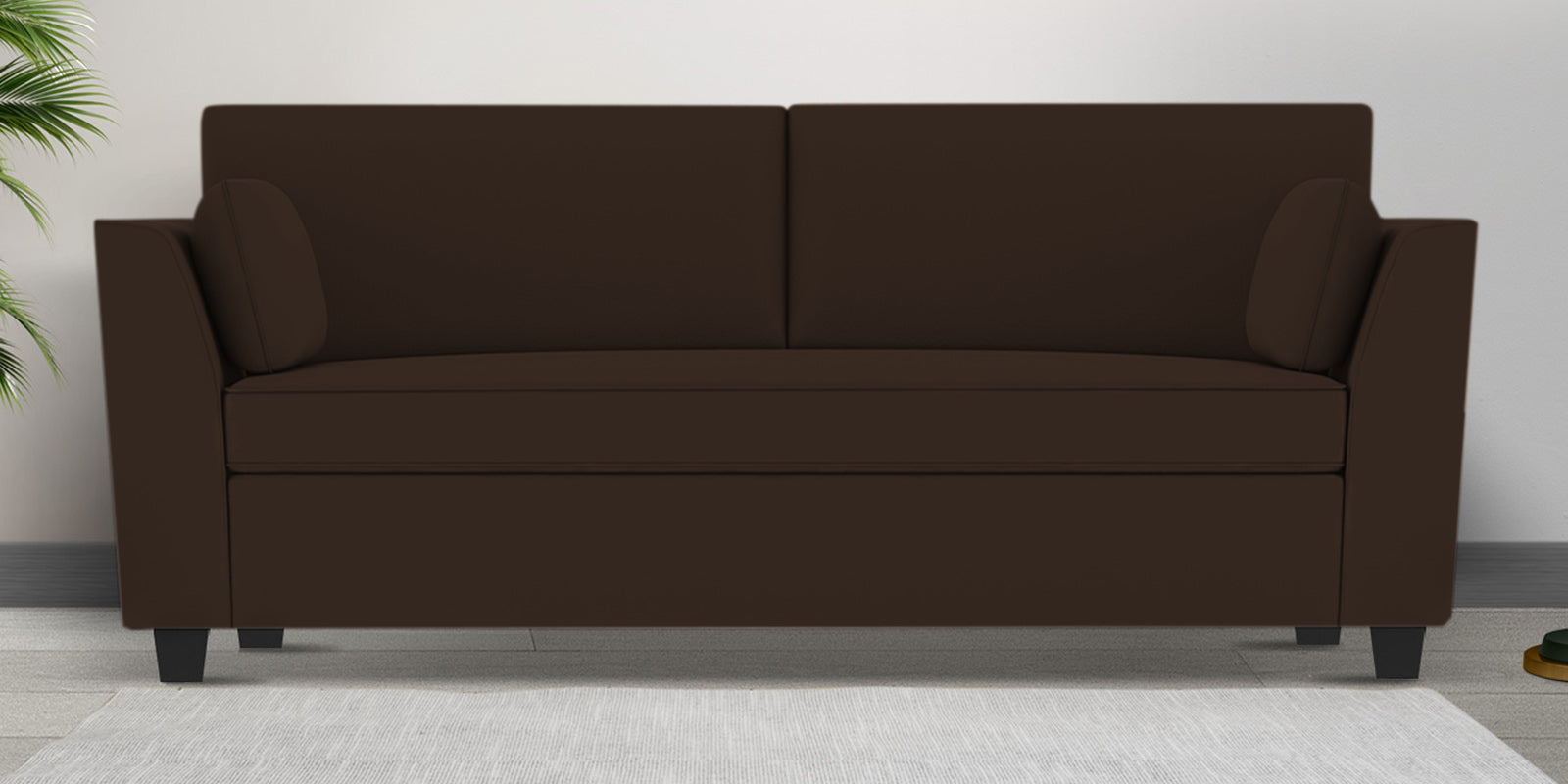 Bristo Velvet 3 Seater Sofa In Cholocate Brown Colour With Storage - Febonic Living