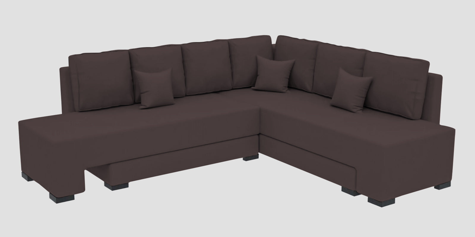 Corby Velvet RHS 6 Seater Convertible Sofa Cum Bed In Mocha Brown Colour - Febonic Living