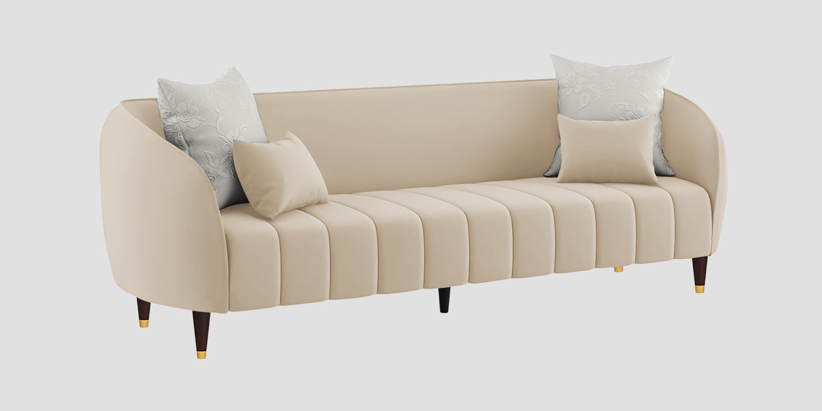 Hairo Velvet 3 Seater Sofa In Cream Beige Colour - Febonic Living