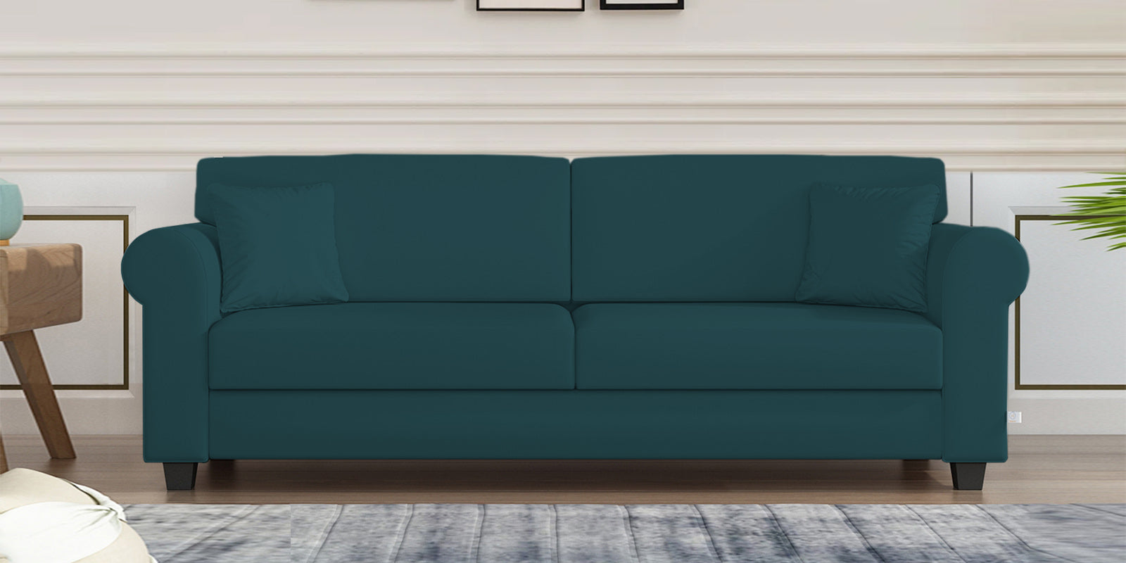 Numonk Velvet 3 Seater Sofa In Arabian Green Colour - Febonic Living