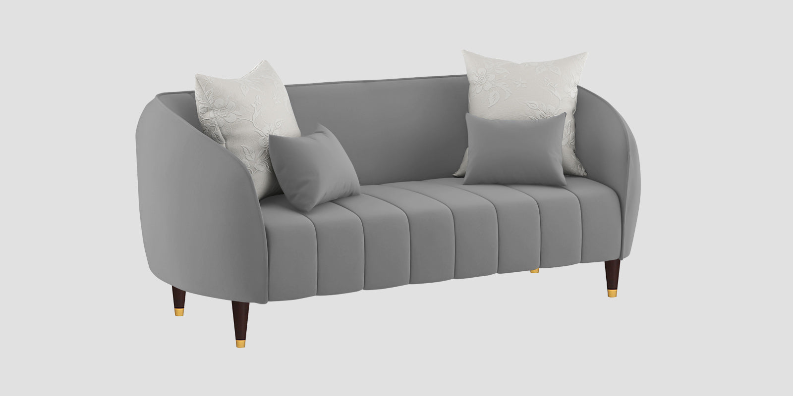 Hairo Velvet 2 Seater Sofa In Light Grey Colour - Febonic Living
