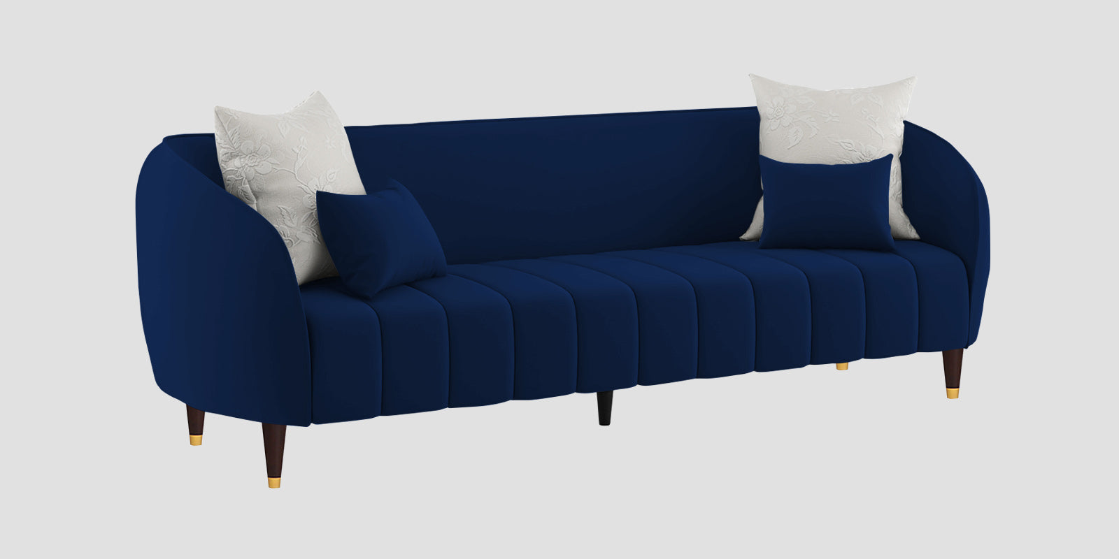 Hairo Velvet 3 Seater Sofa In Imperial Blue Colour - Febonic Living
