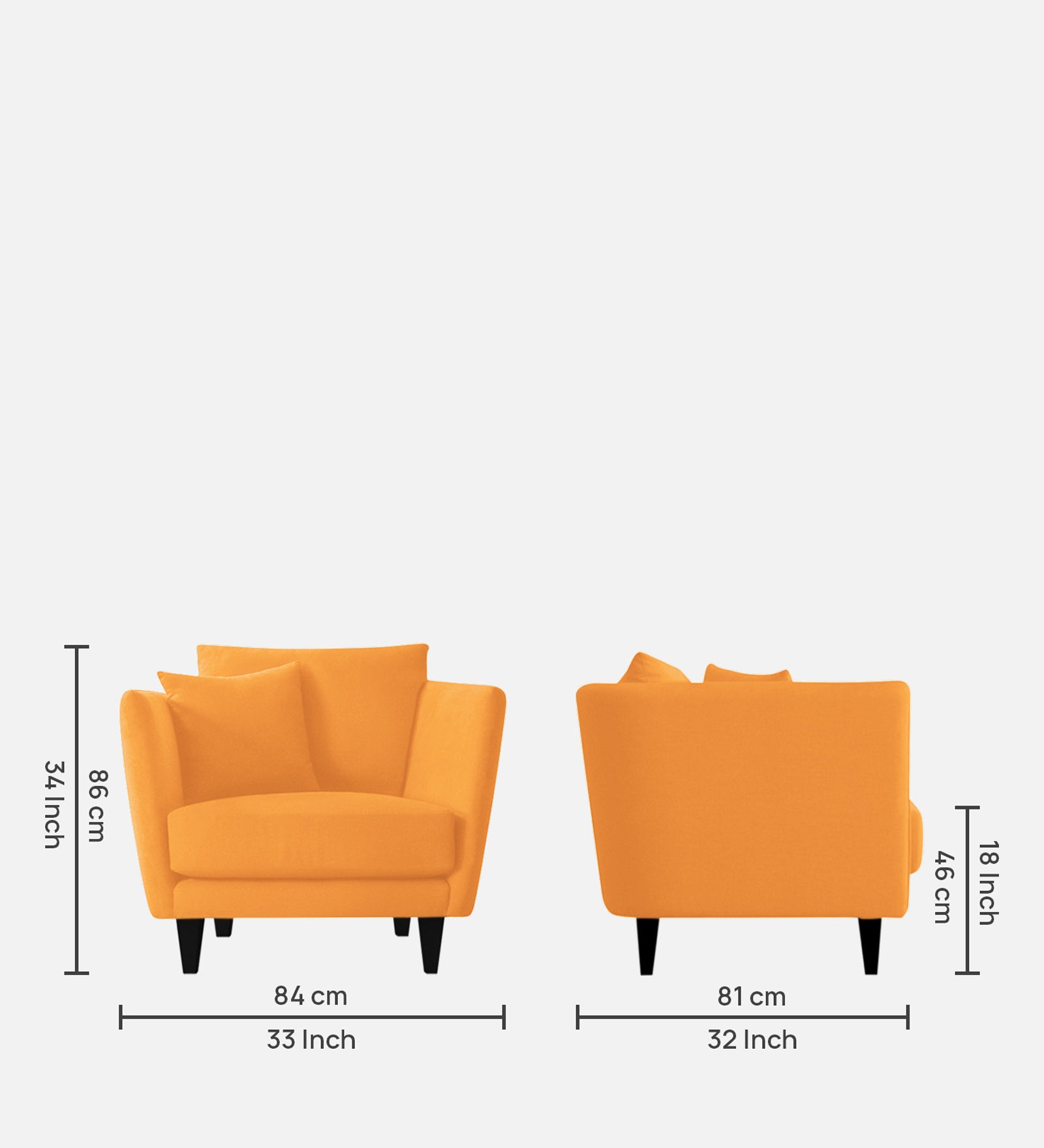 Norway Velvet 1 Seater Sofa In Tangerine Orange Colour - Febonic Living