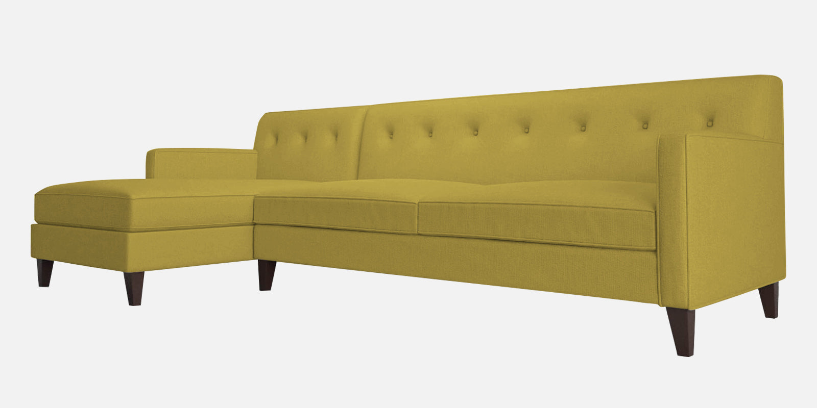 Miller Fabric RHS Sectional Sofa (3+Lounger) In Parrot Green Colour - Febonic Living