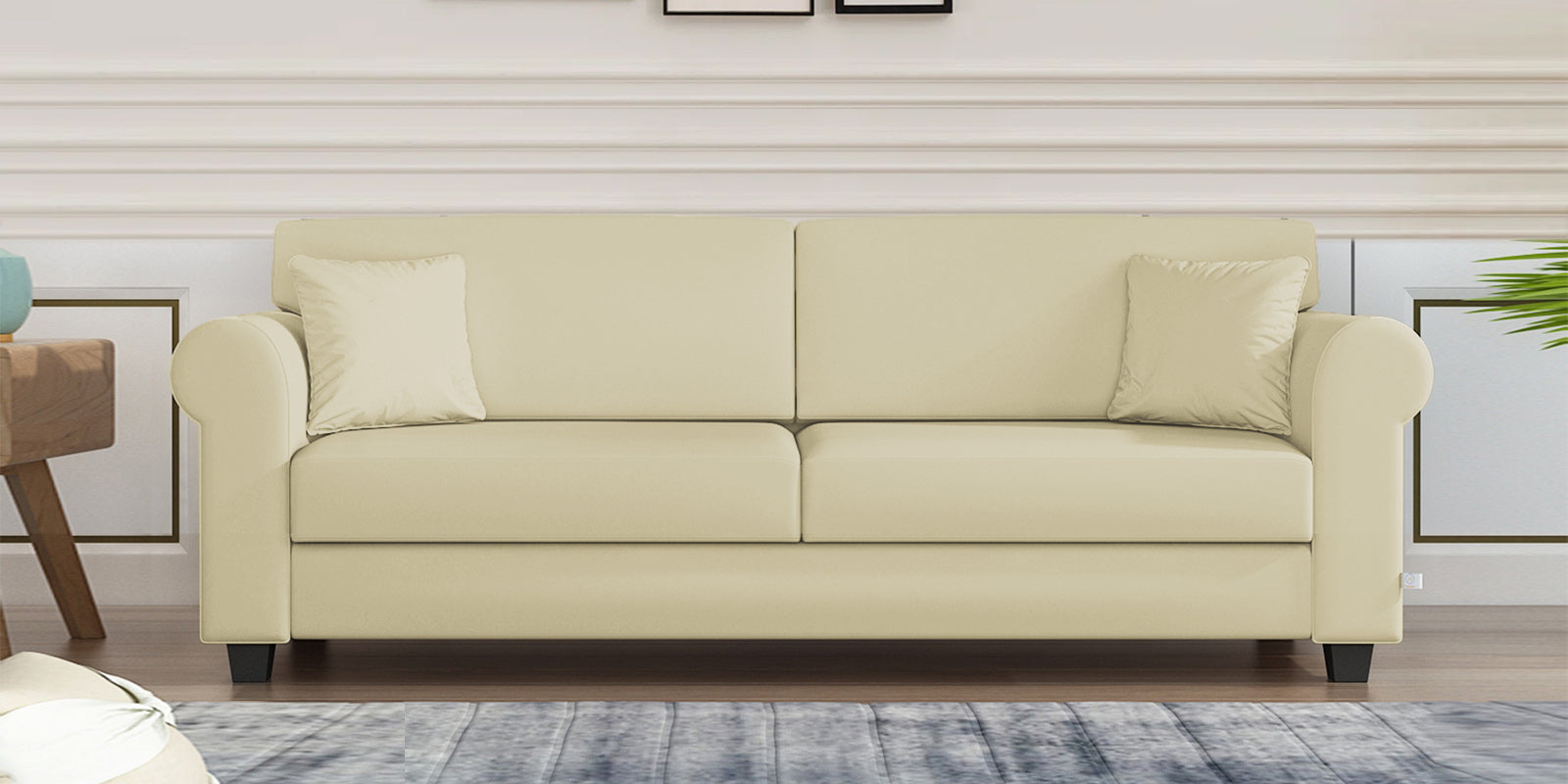 Numonk Velvet 3 Seater Sofa In Warm White Colour - Febonic Living