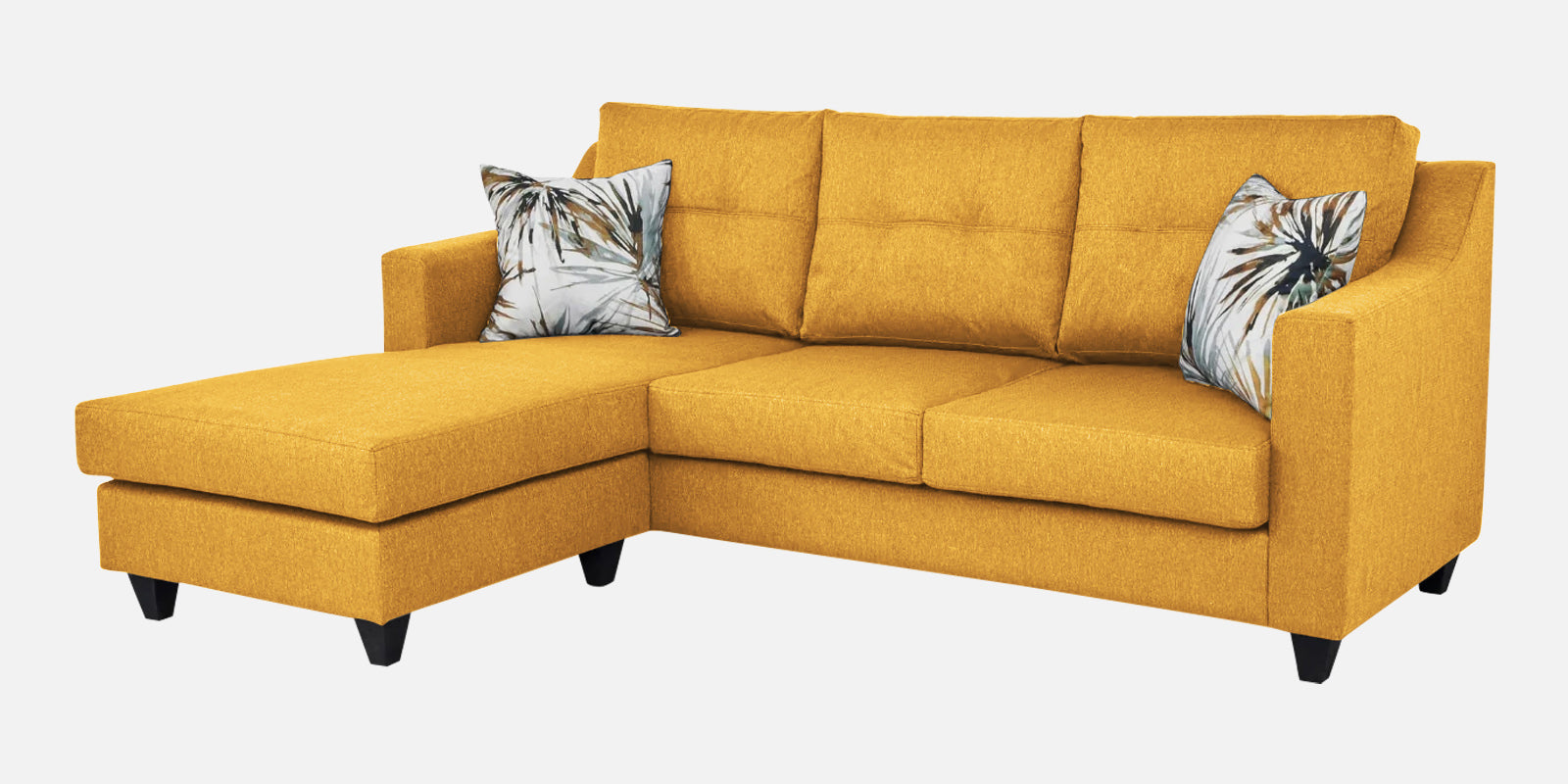 Welly Fabric RHS Sectional Sofa (2+Lounger) In Bold Yellow Colour - Febonic Living