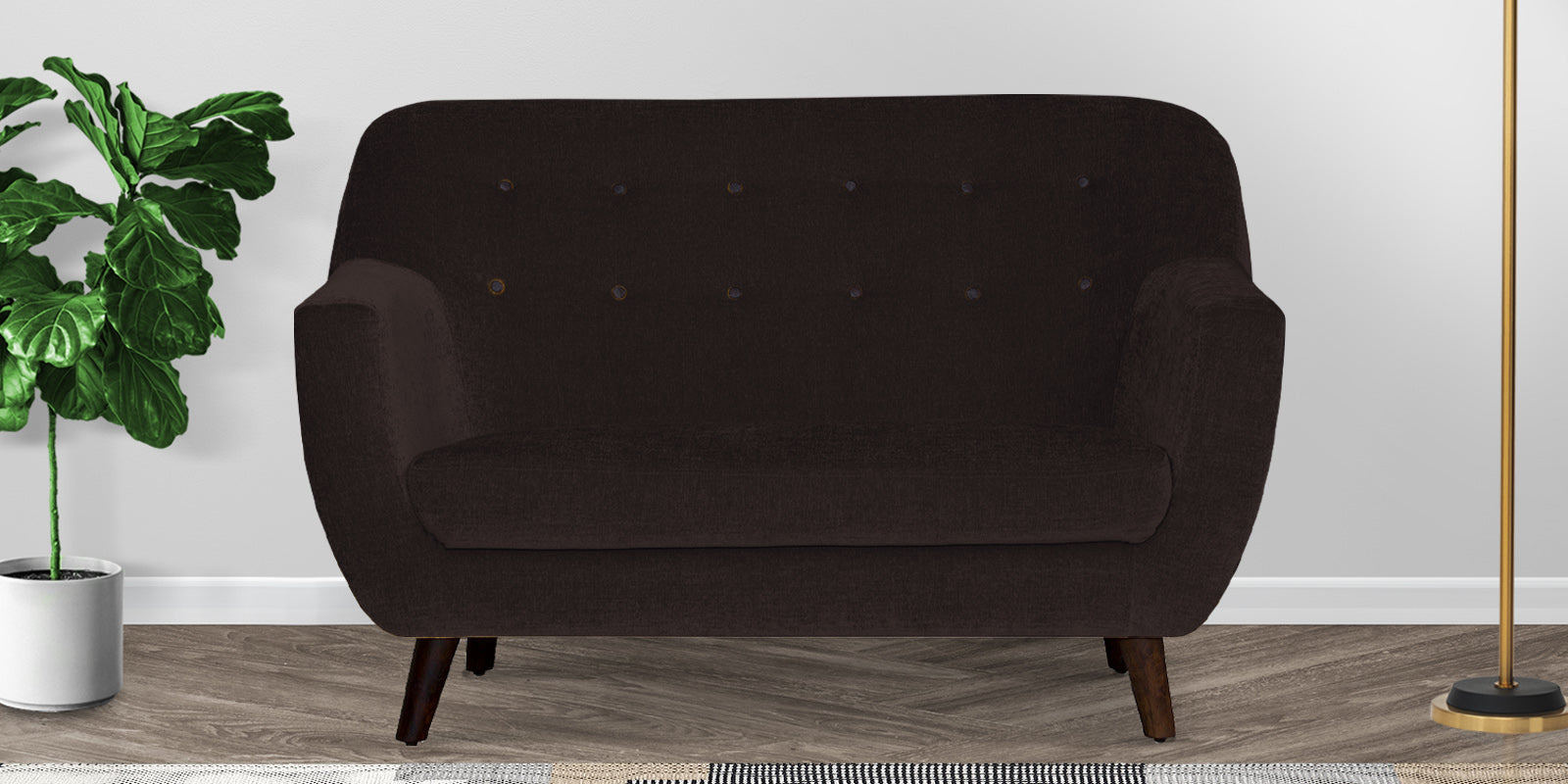 German Fabric 2 Seater Sofa In Dark Brown Colour - Febonic Living