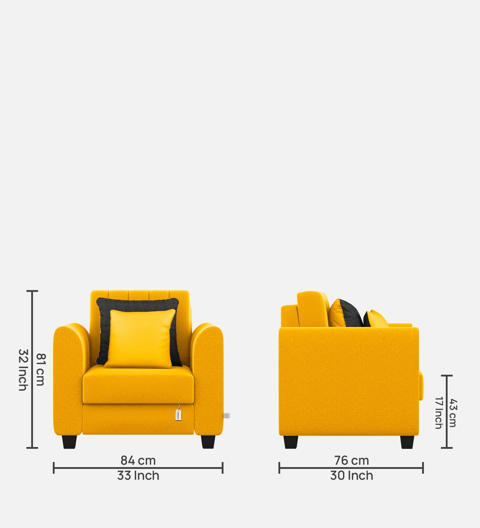 Cosmic Fabric 1 Seater Sofa In Bold Yellow Colour - Febonic Living