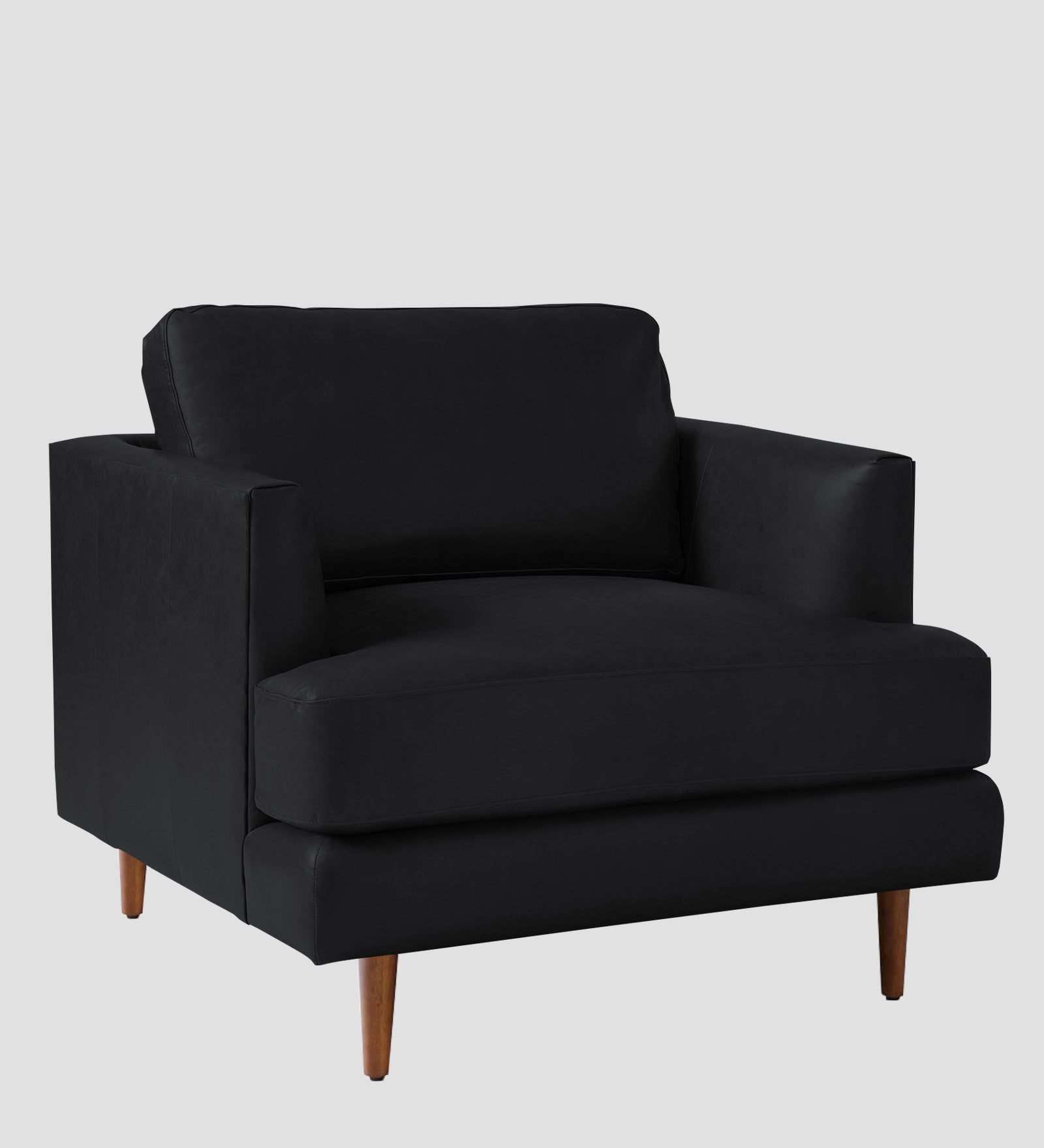 Sterio Leatherette 1 Seater Sofa In Light Black Colour - Febonic Living
