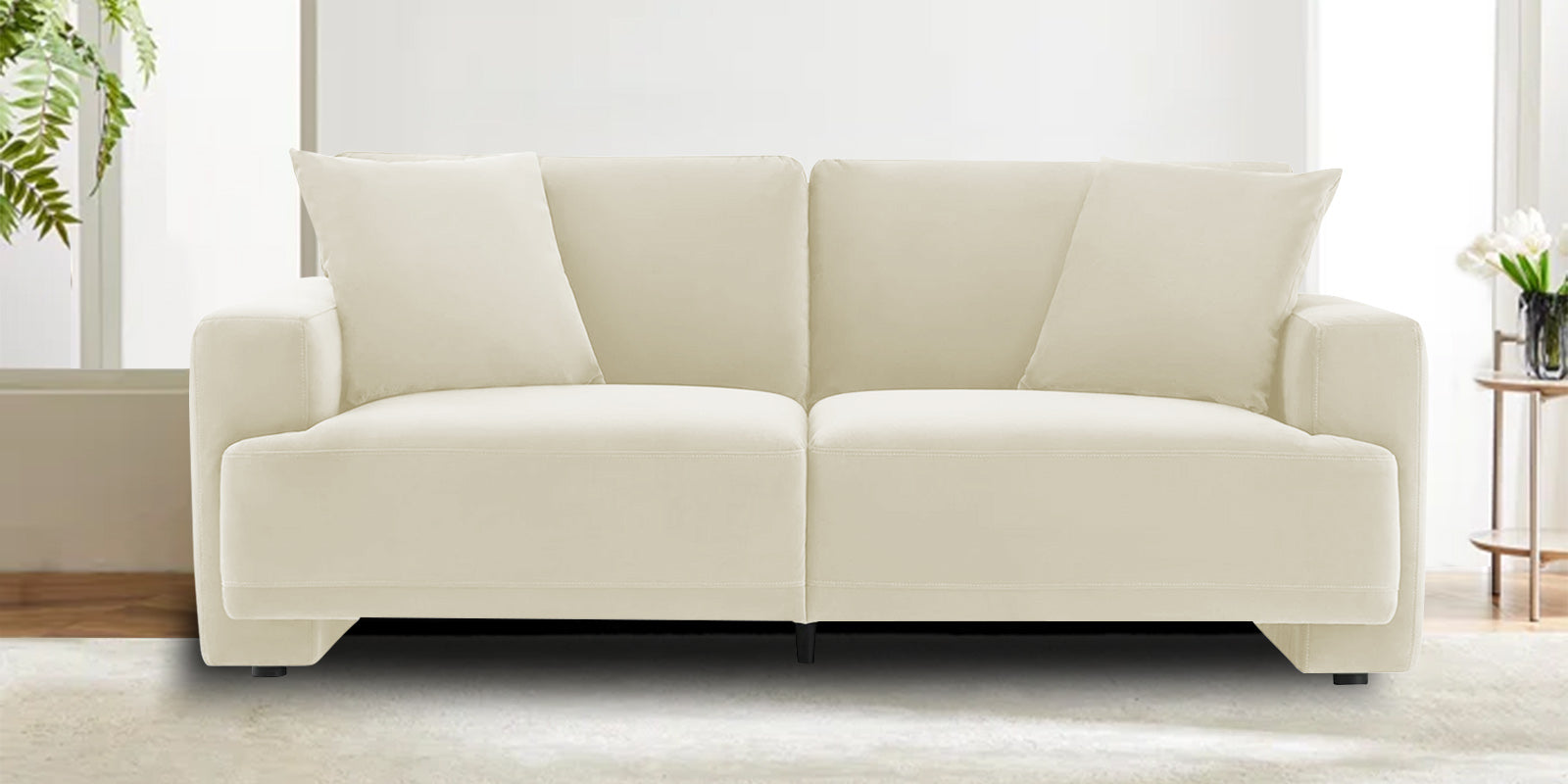 Kosta Velvet 2 Seater Sofa In Warm White Colour - Febonic Living