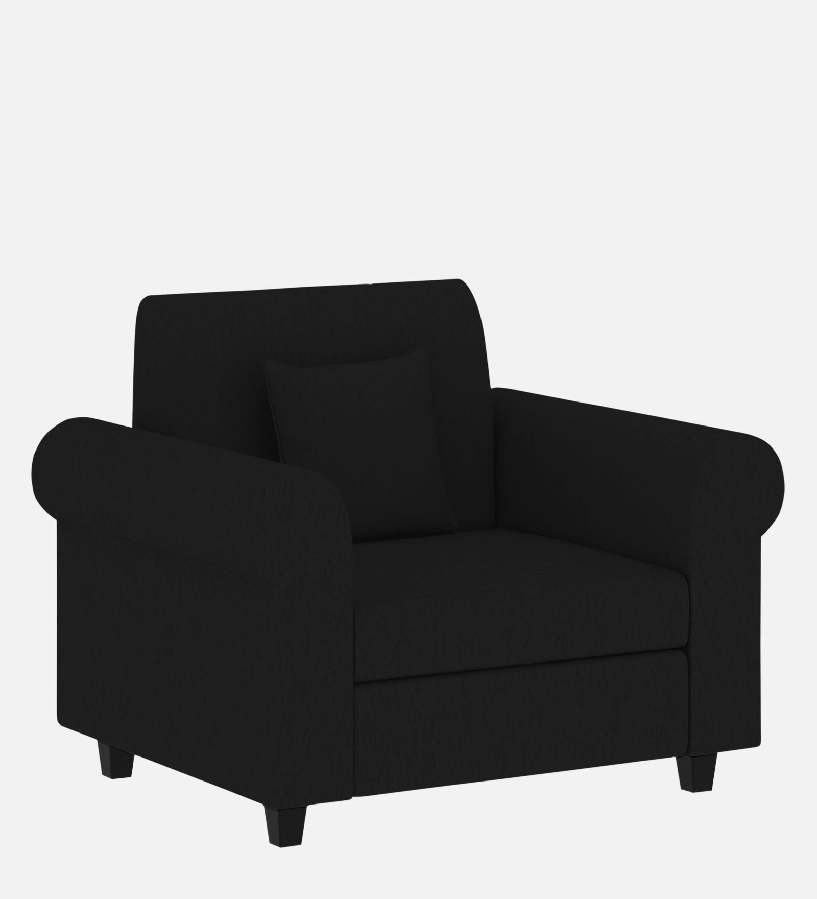 Derado Fabric 1 Seater Sofa In Zed Black Colour - Febonic Living