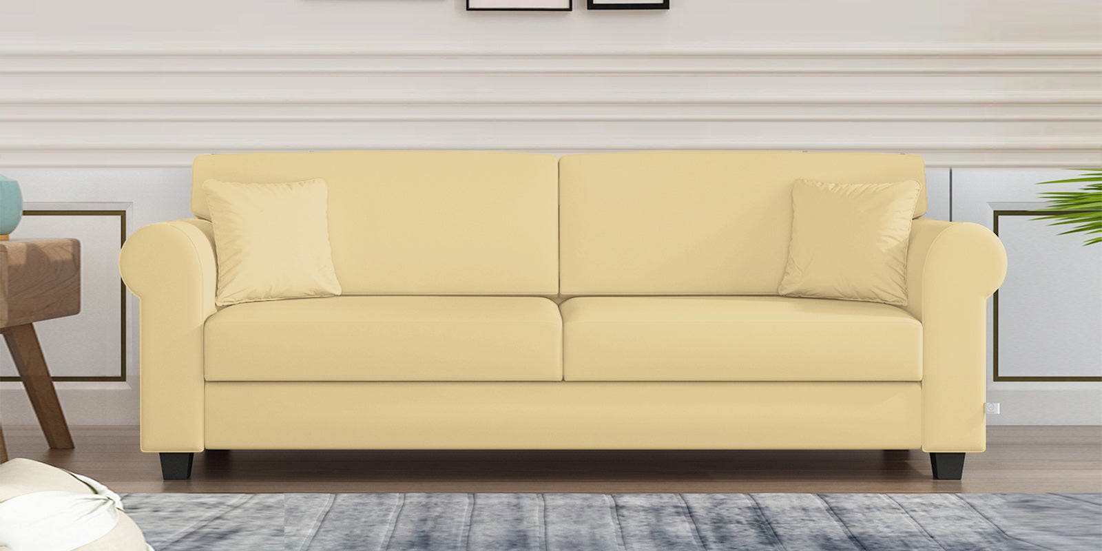 Numonk Velvet 3 Seater Sofa In Sandy Beige Colour - Febonic Living