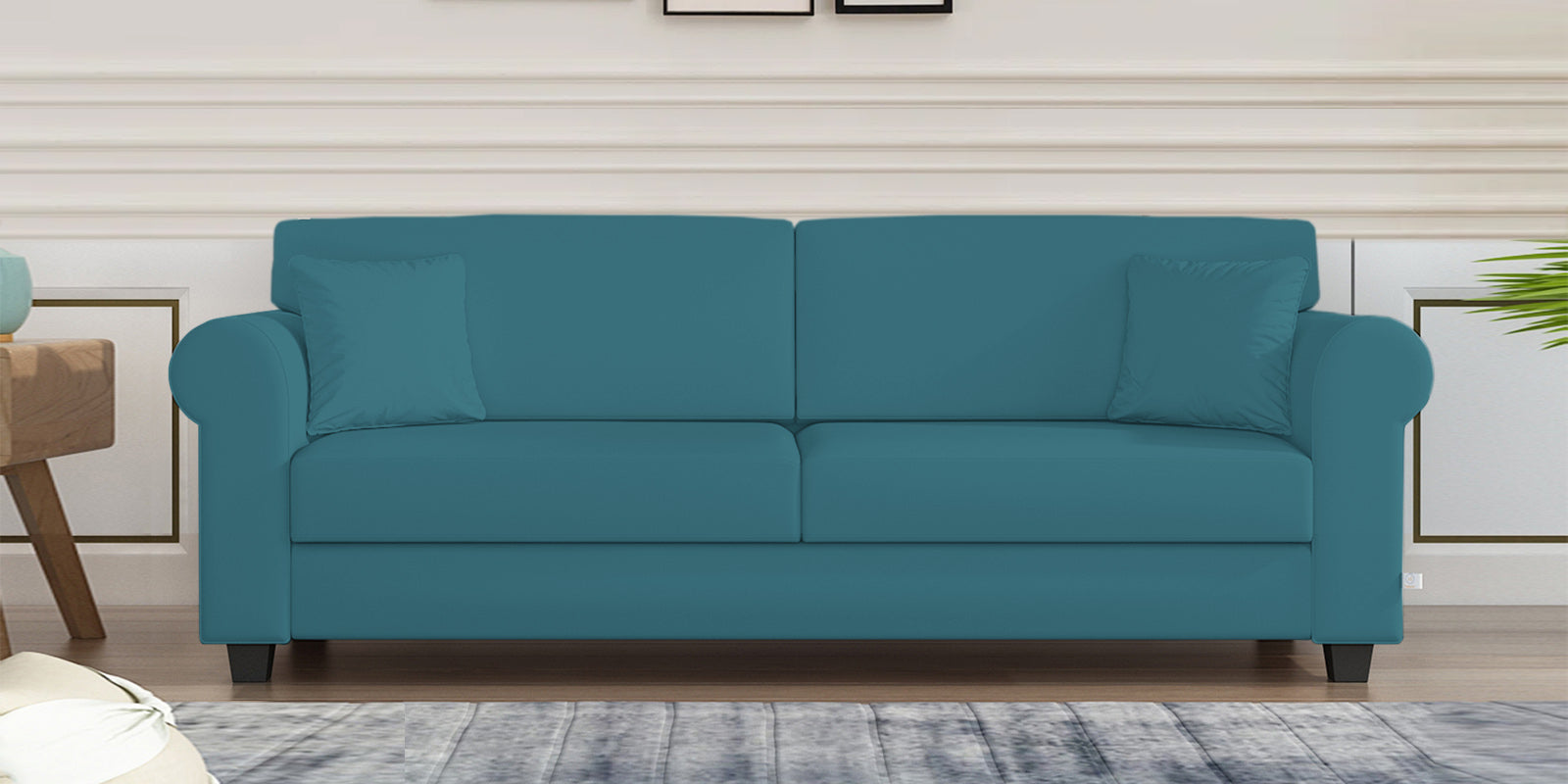 Numonk Velvet 3 Seater Sofa In Aqua Blue Colour - Febonic Living