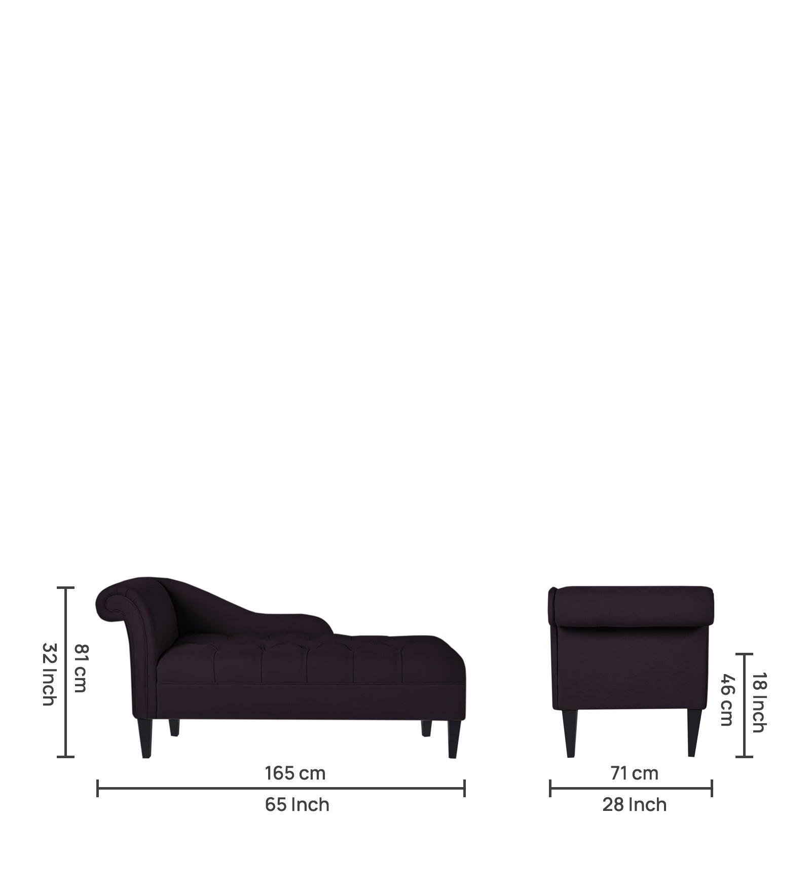 Adria Fabric RHS Chaise Lounger In Cara Brown Colour - Febonic Living