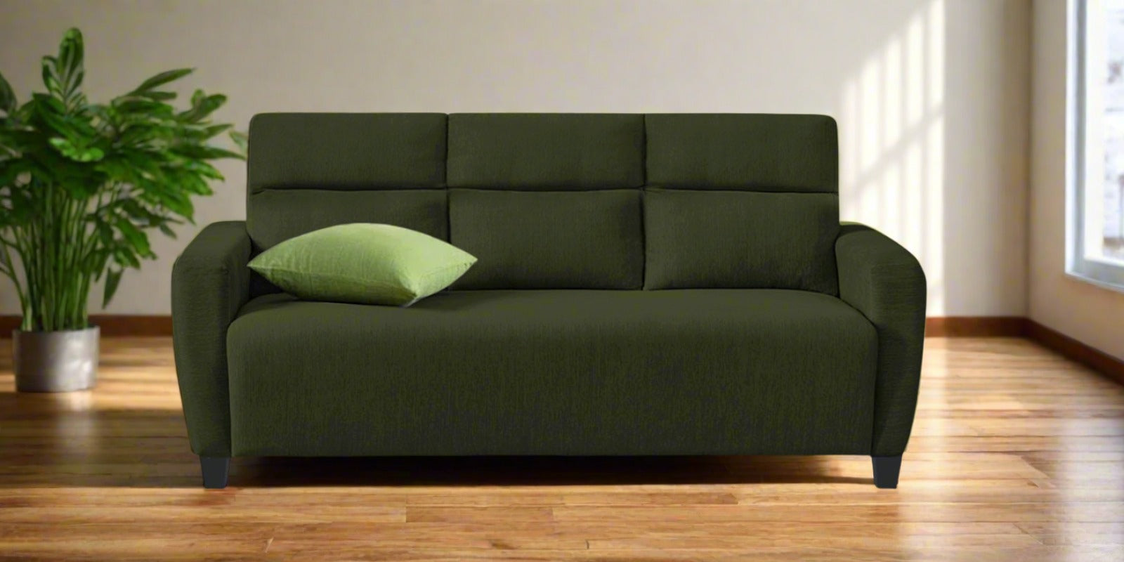 Bakadi Fabric 3 Seater Sofa in Olive Green Colour