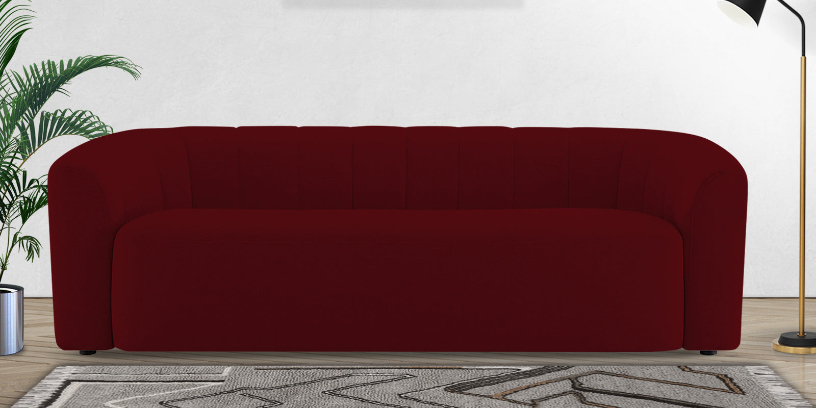 Mara Fabric 3 Seater Sofa In Ruby Red Colour