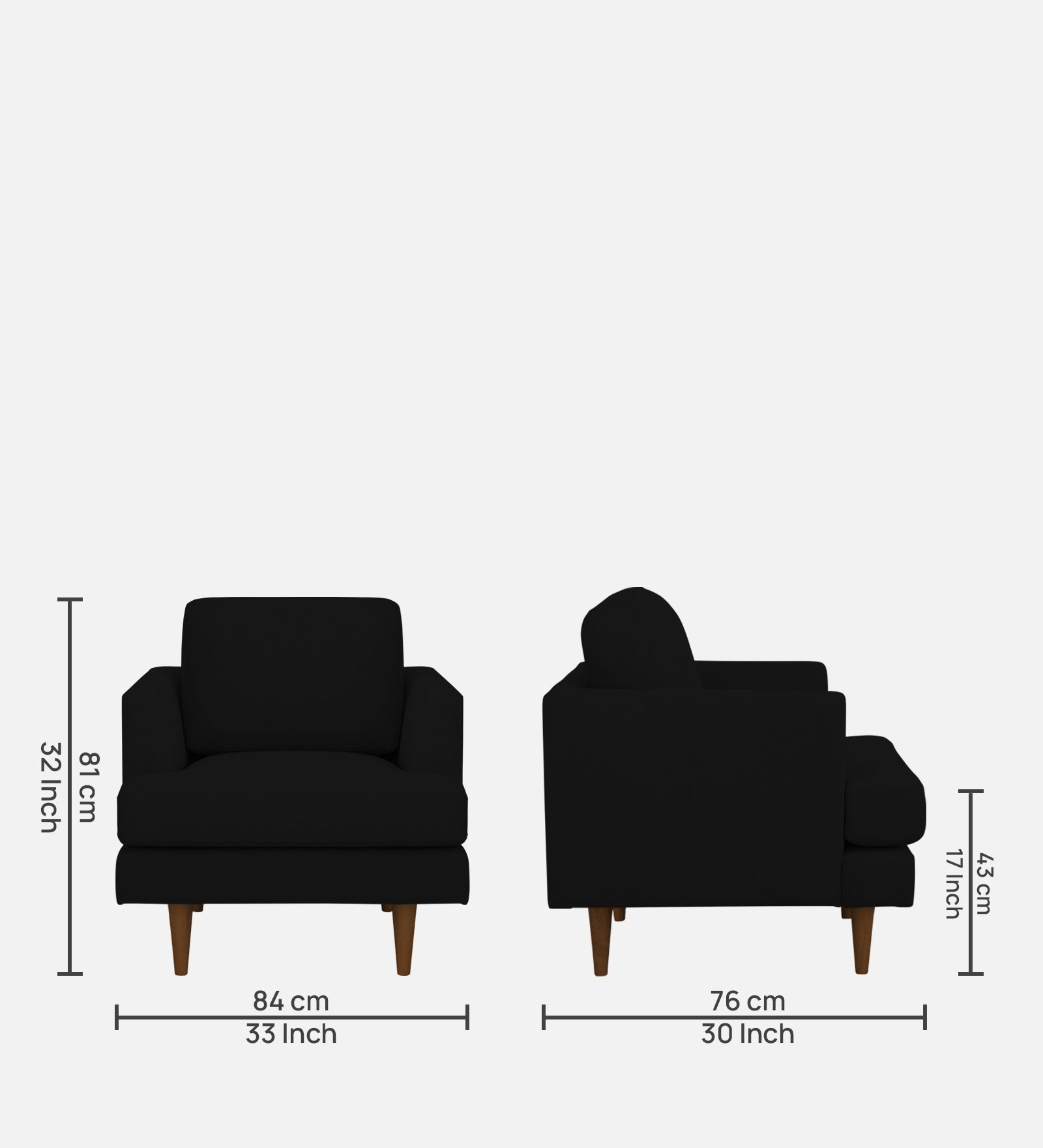 Motra Velvet 1 Seater Sofa In Adam Black Colour - Febonic Living