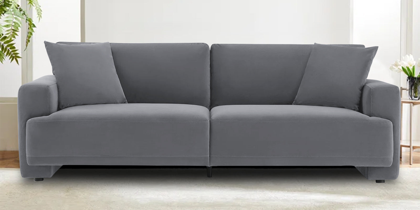 Kosta Velvet 3 Seater Sofa In Pubble Grey Colour - Febonic Living