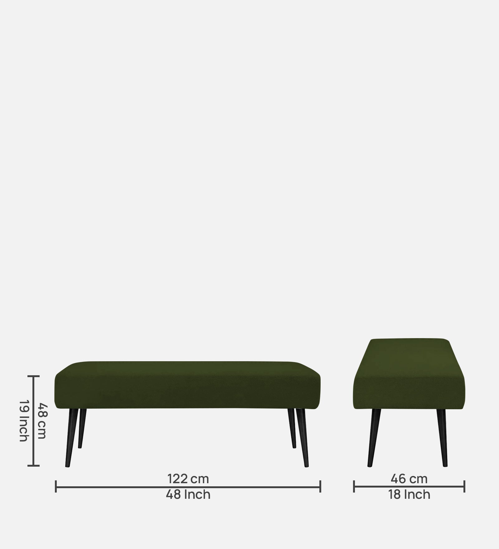 Orbit Fabric Bench In Olive Green Colour - Febonic Living