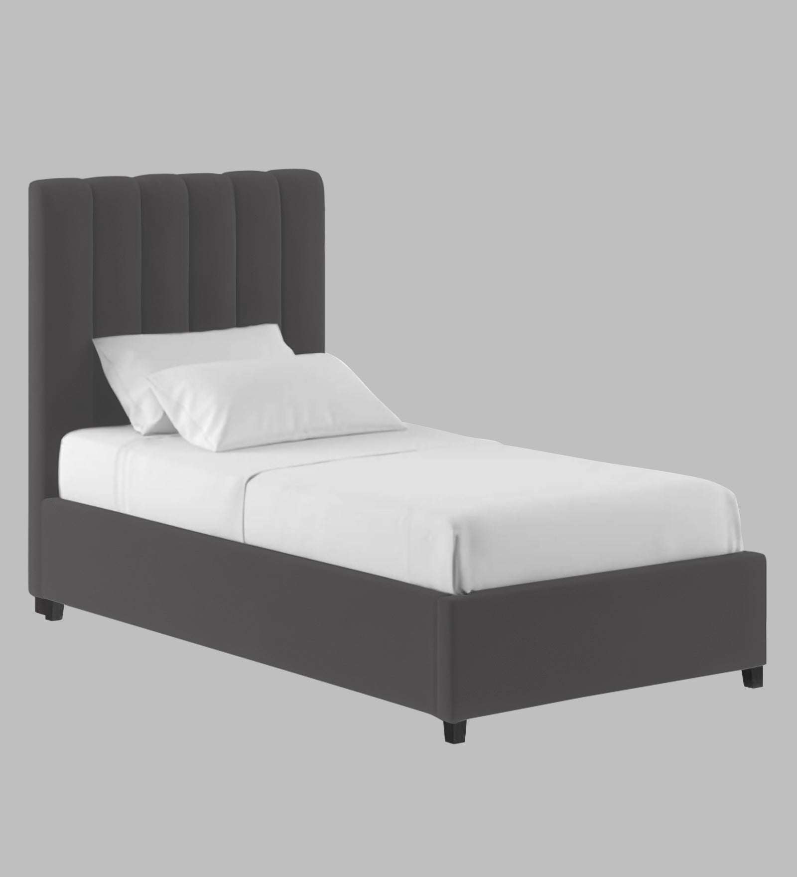 Lara Velvet Upholstered Single Bed in Davy Grey Colour - Febonic Living