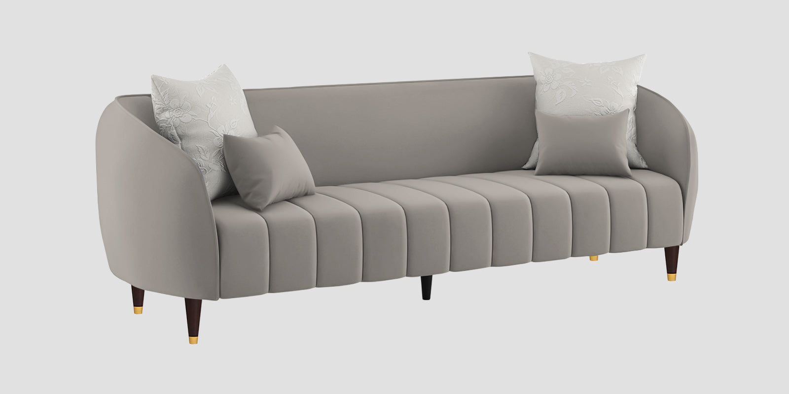 Hairo Velvet 3 Seater Sofa In Echo Grey Colour - Febonic Living