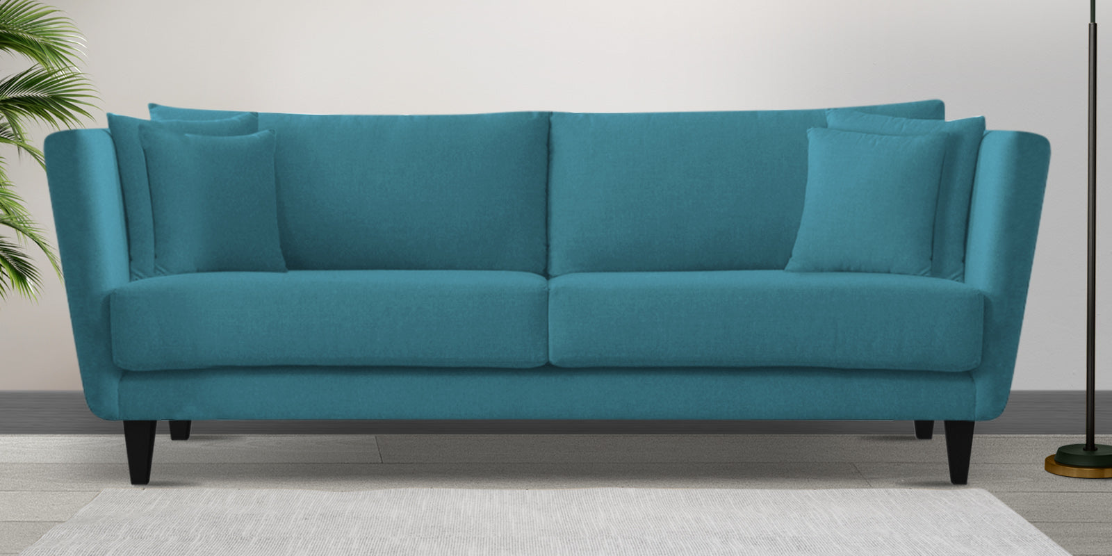 Norway Velvet 3 Seater Sofa In Aqua Blue Colour - Febonic Living
