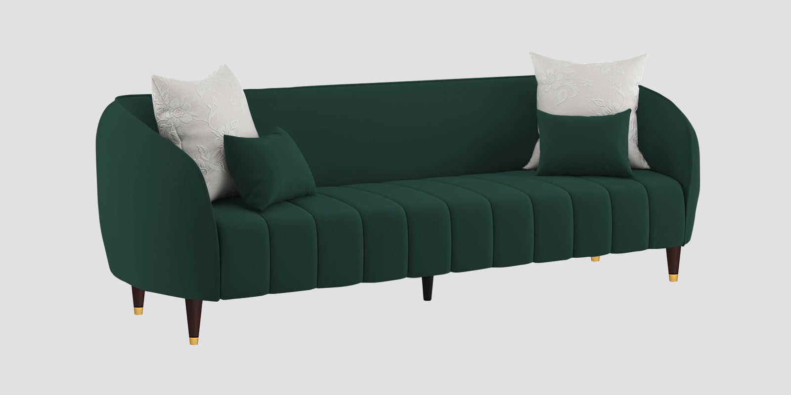 Hairo Velvet 3 Seater Sofa In Forest Green Colour