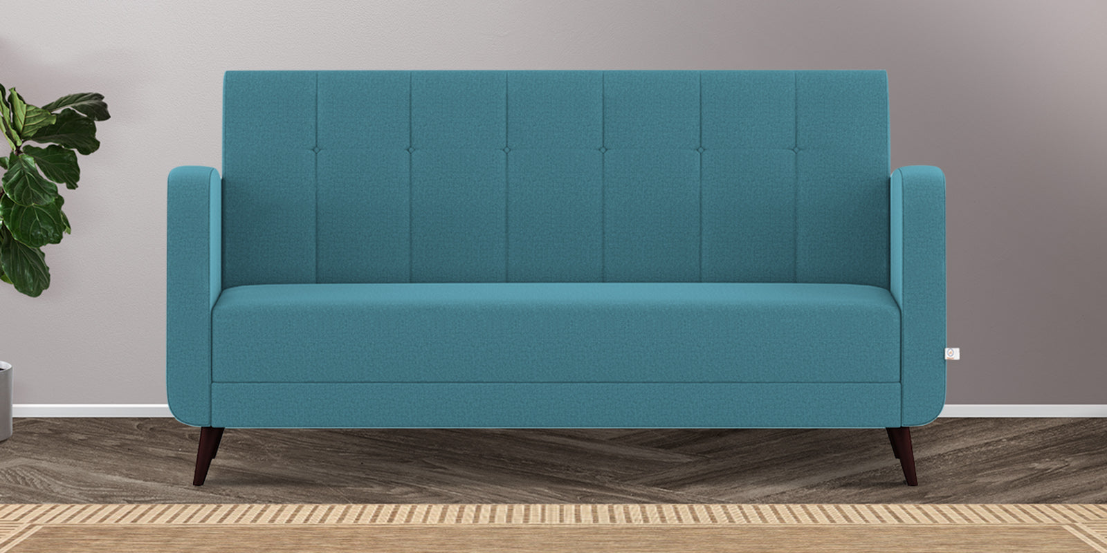 Wiki Velvet 3 Seater Sofa in Aqua Blue Colour
