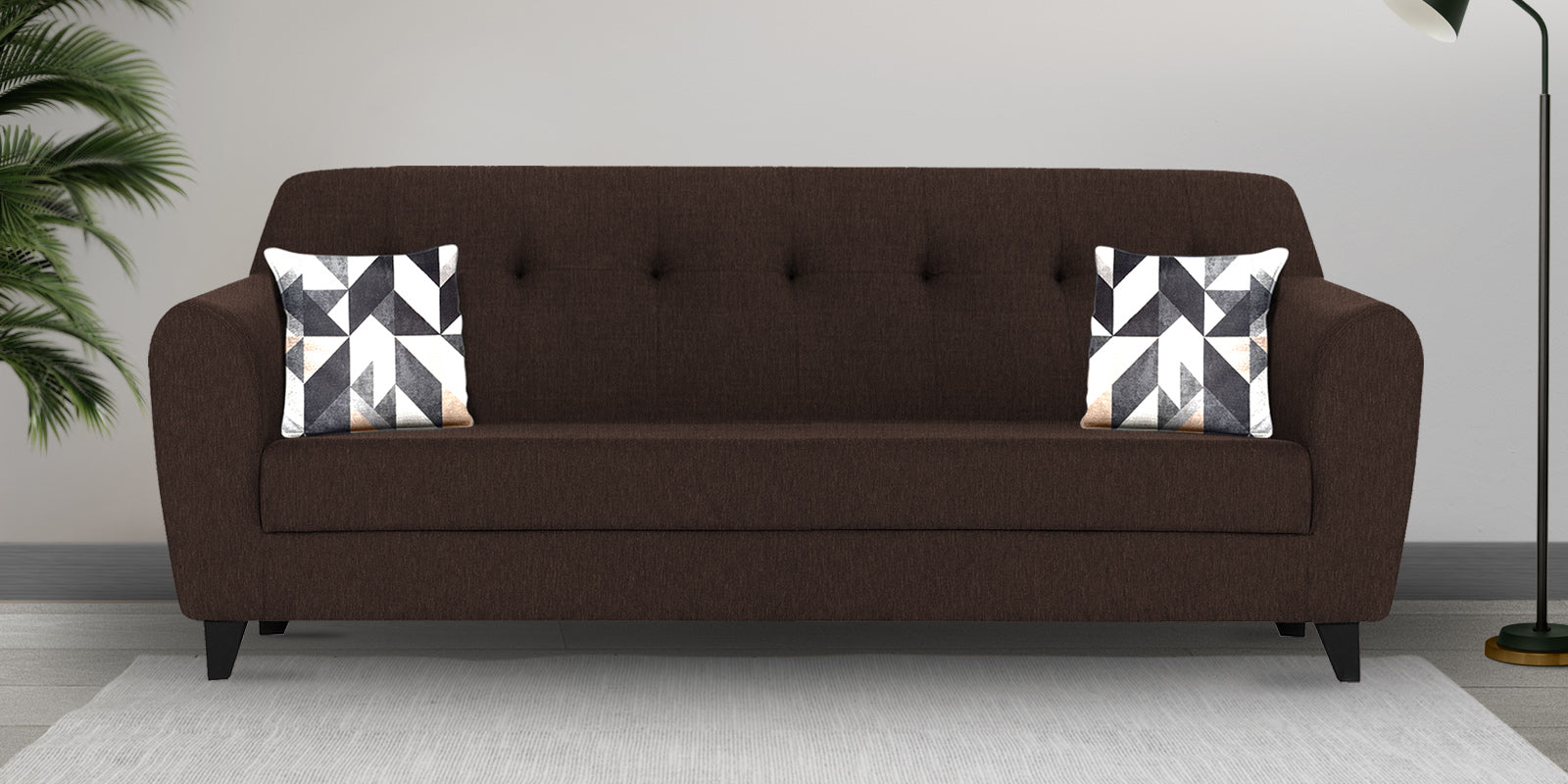 Melaan Fabric 3 Seater Sofa In Coffee Brown Colour - Febonic Living