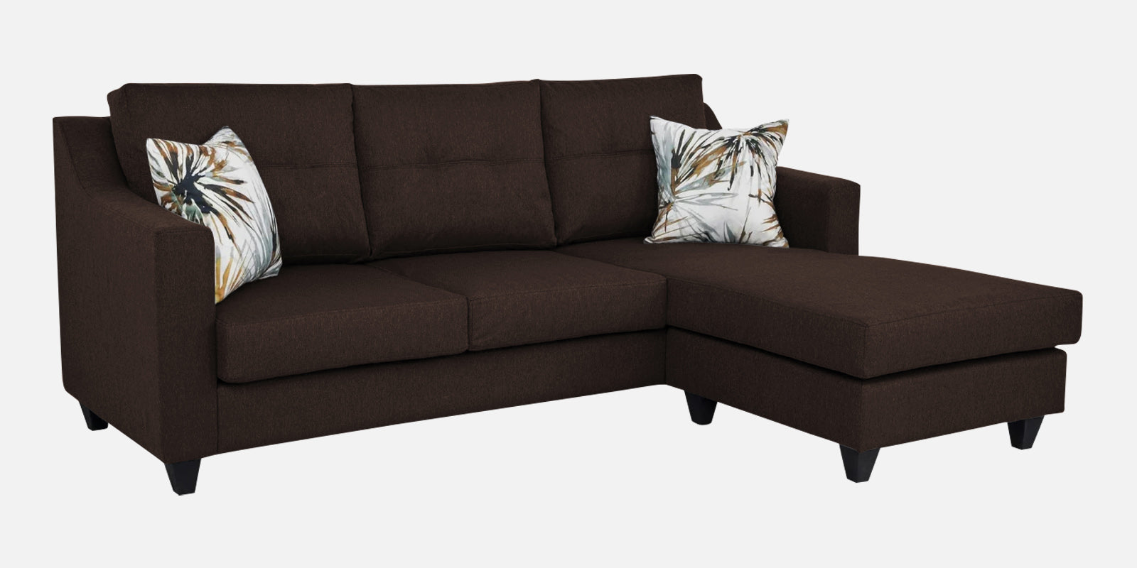 Welly Fabric LHS Sectional Sofa (2+Lounger) In Coffee Brown Colour - Febonic Living