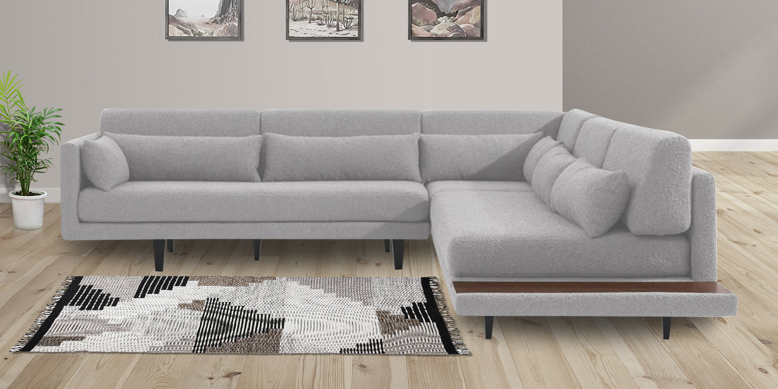 Malta Fabric 6 Seater LHS Corner Sofa In Lit Grey Colour - Febonic Living