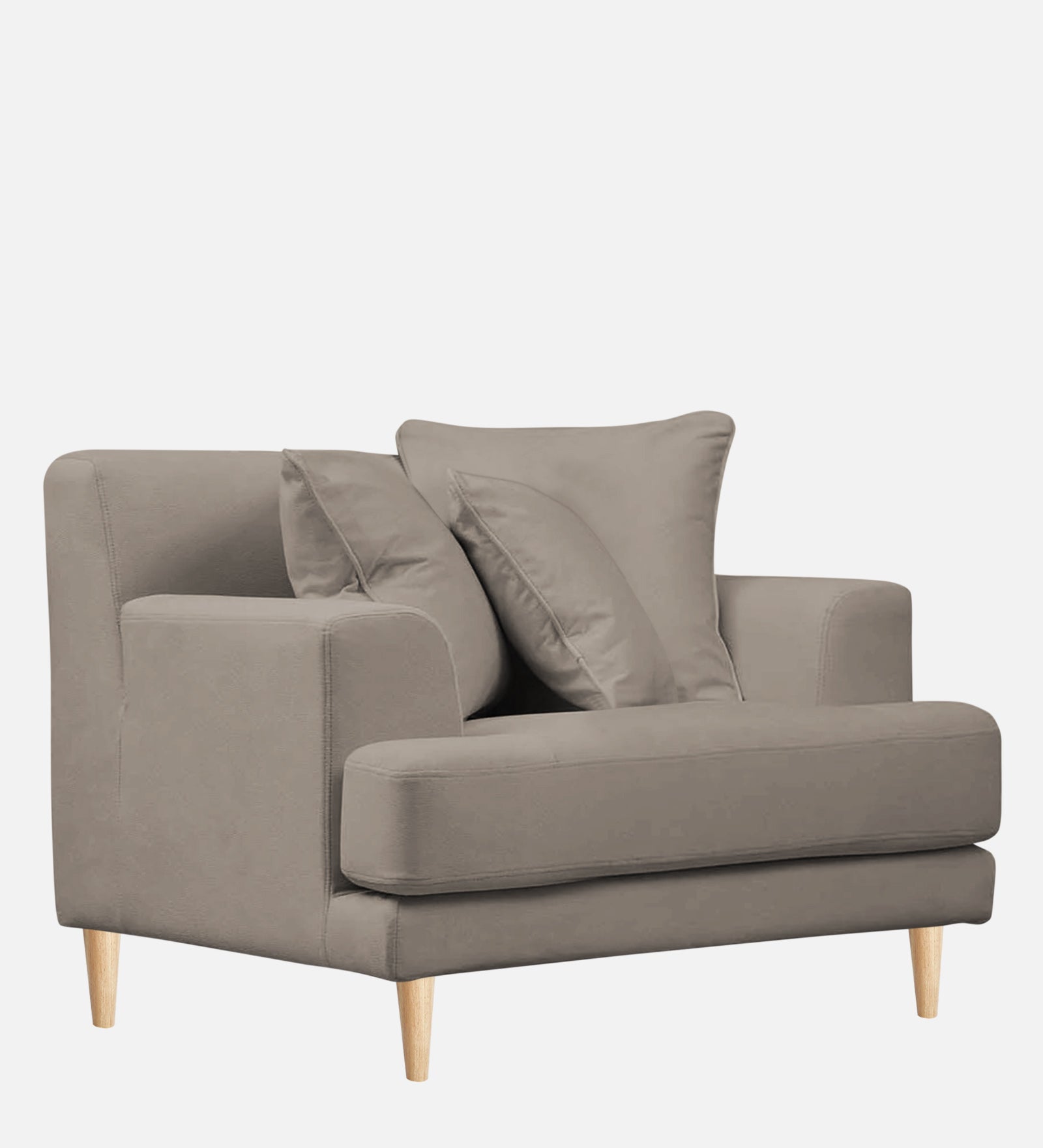 Woody Fabric 1 Seater Sofa in Oat Beige Colour