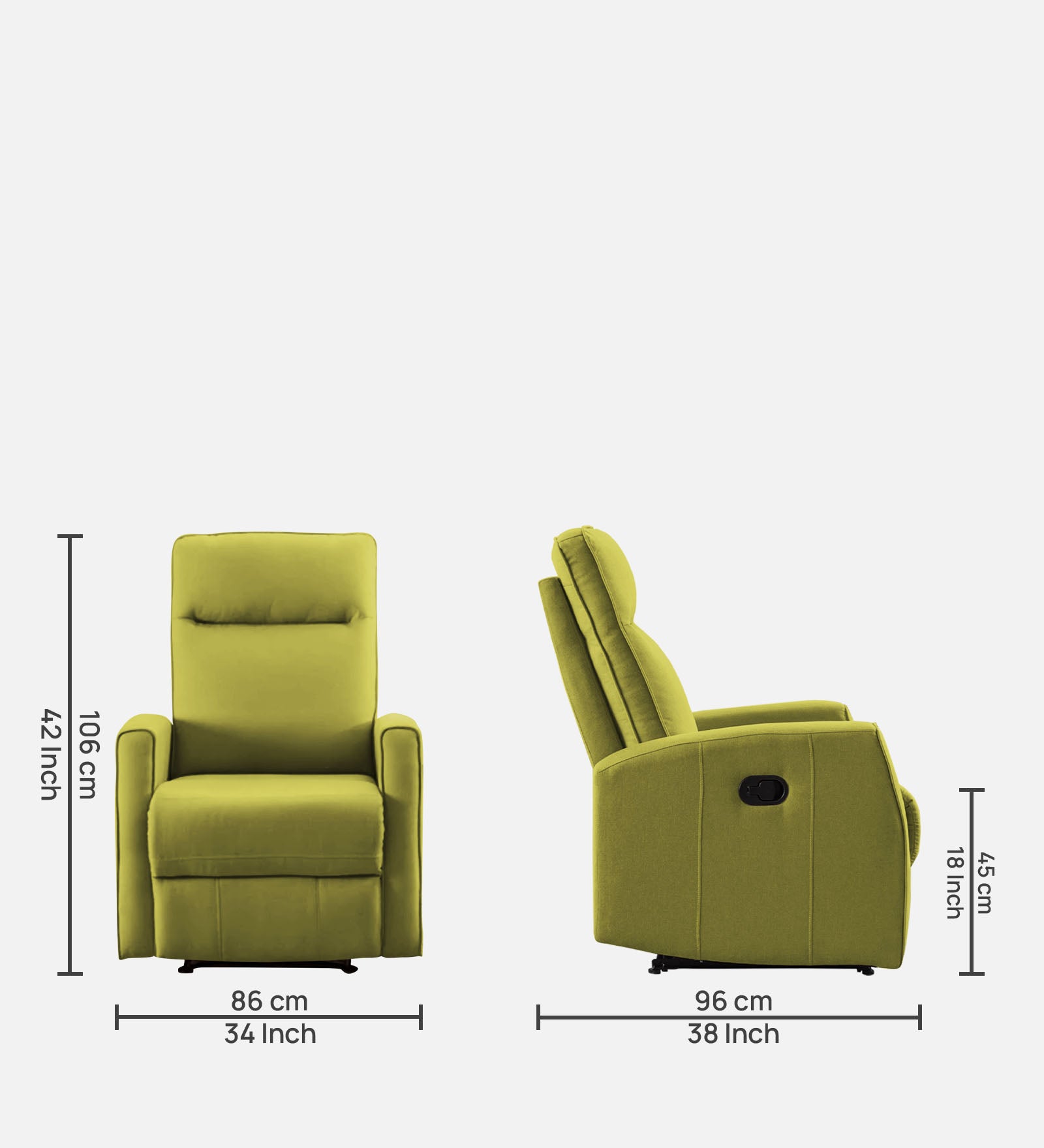 Logan Fabric 1 Seater Manual Recliner In Parrot Green Colour - Febonic Living