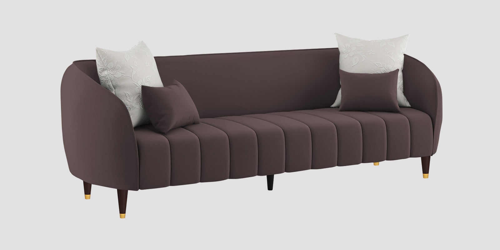 Hairo Velvet 3 Seater Sofa In Mocha Brown Colour