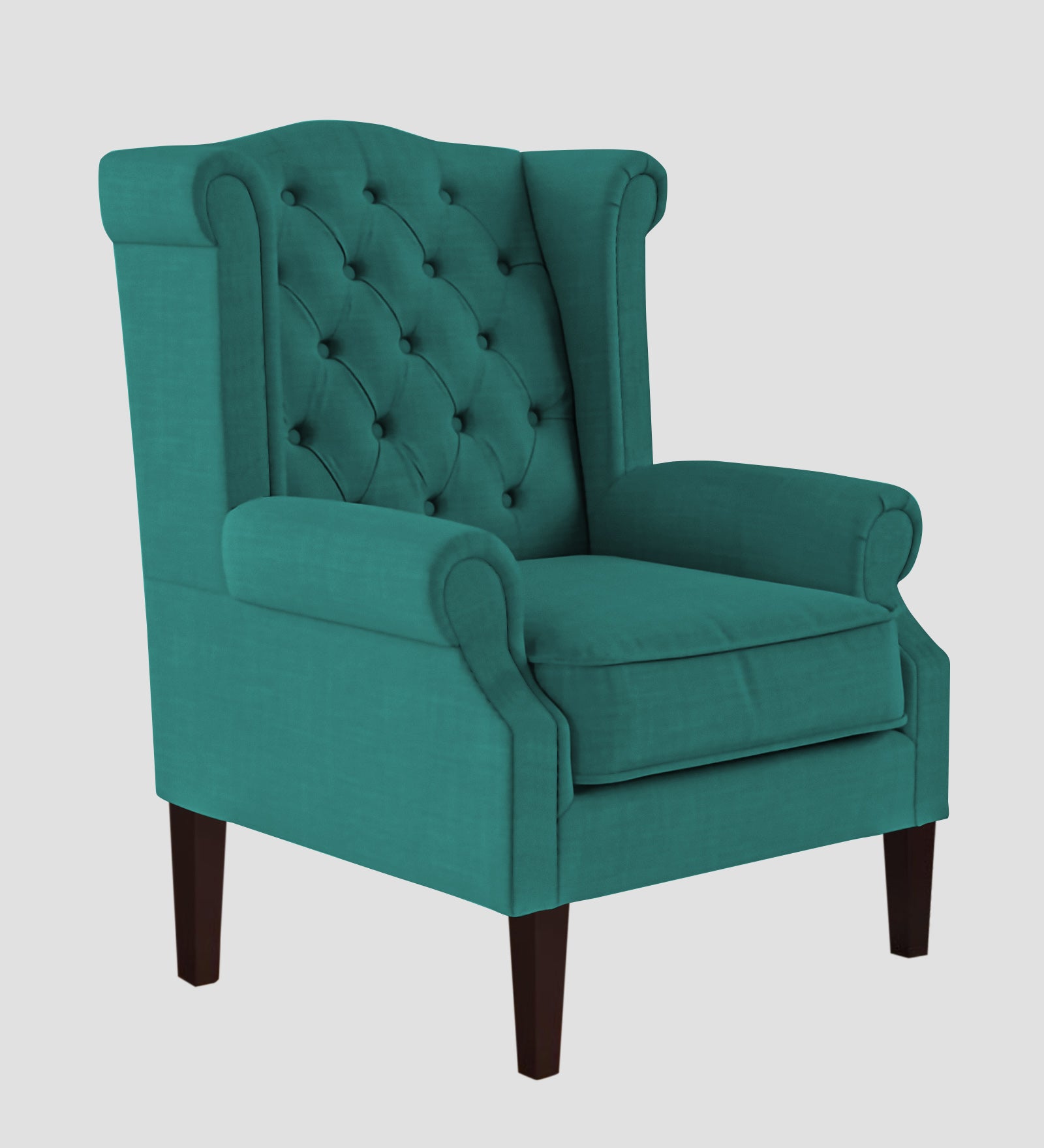 Neyub Fabric Wing Chair In Sea Green Colour - Febonic Living