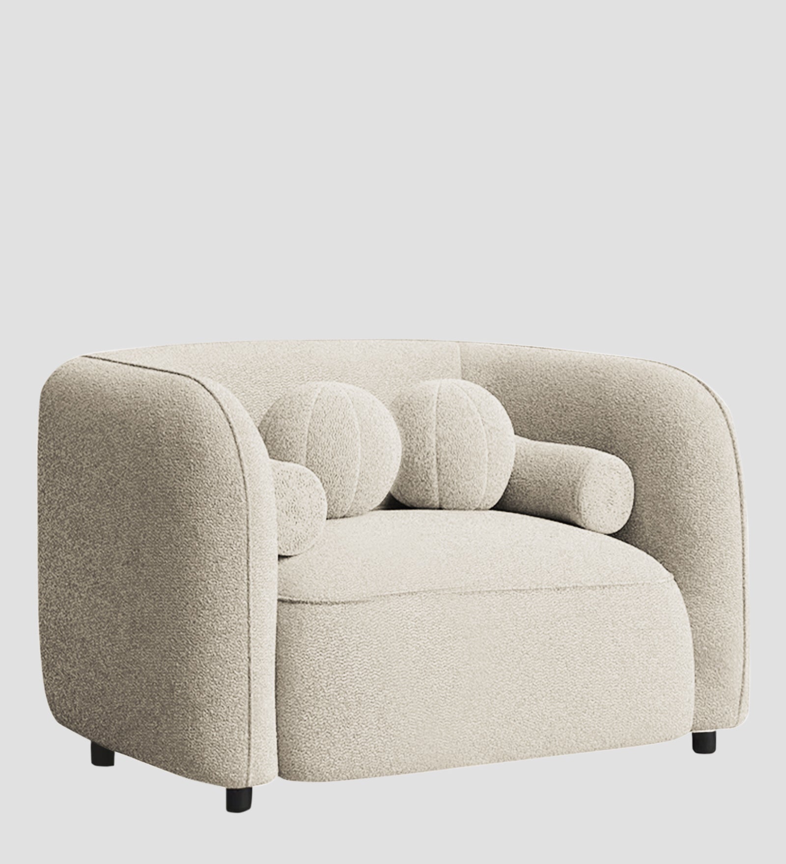 Corny Boucle Fabric 1 Seater Sofa In Shell White Colour - Febonic Living