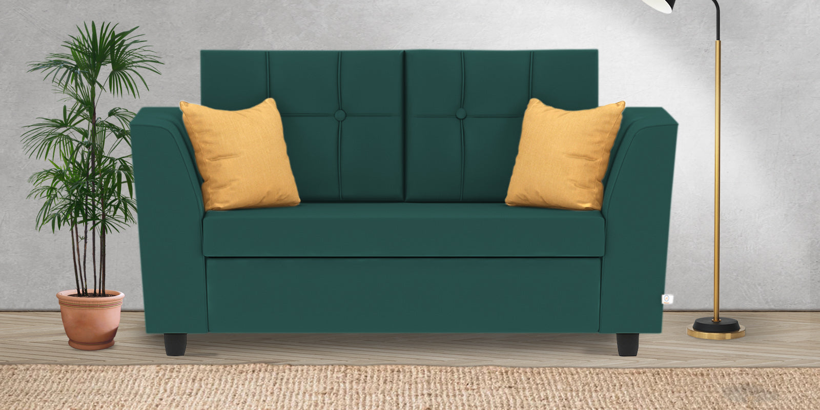 Nestin Velvet 2 Seater Sofa in Pine Green Colour