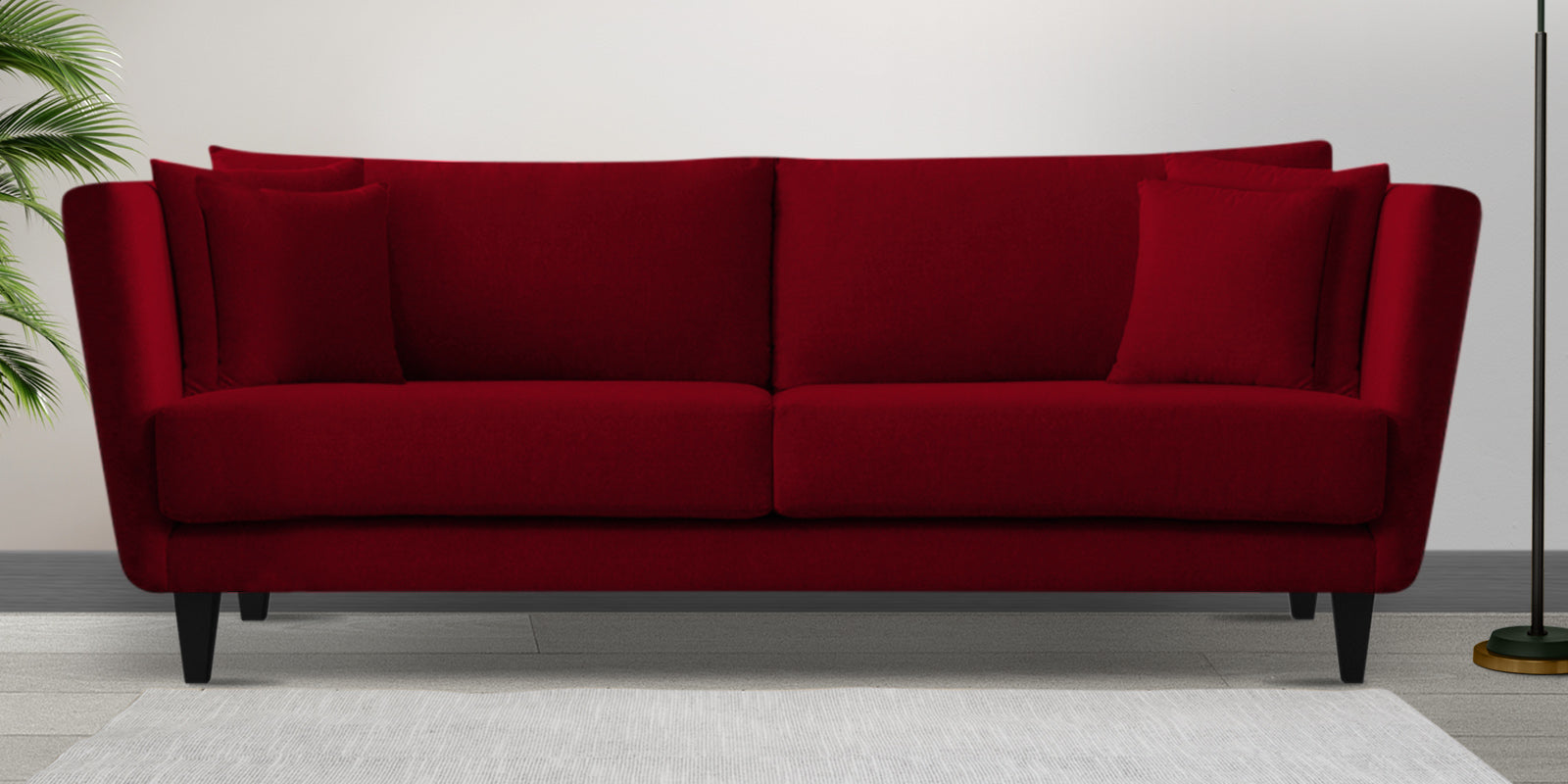 Norway Velvet 3 Seater Sofa In Cherry Red Colour - Febonic Living