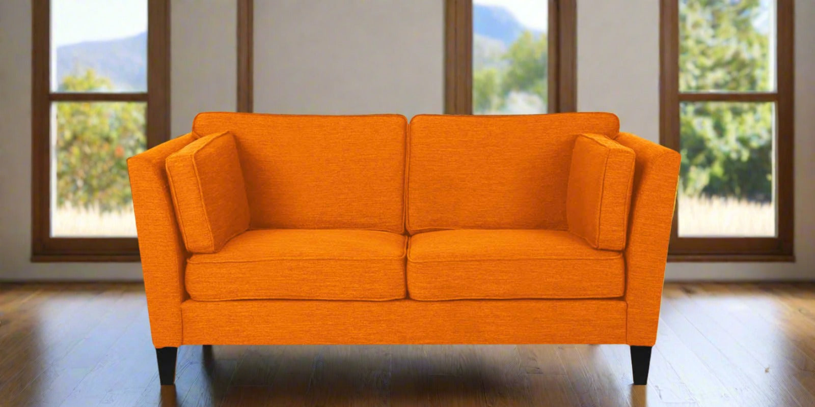 Nigar Fabric 2 Seater Sofa In Vivid Orange Colour - Febonic Living