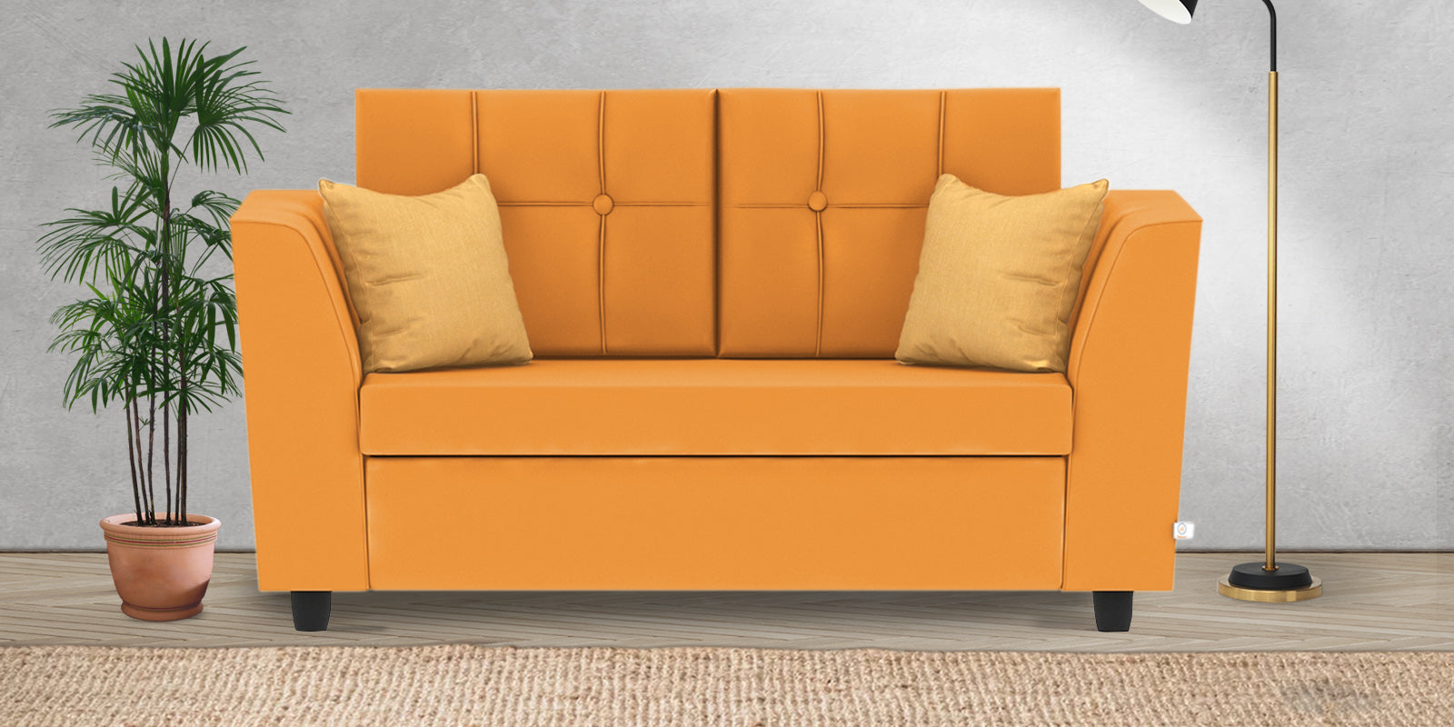 Nestin Velvet 2 Seater Sofa In Tangerine Orange Colour - Febonic Living