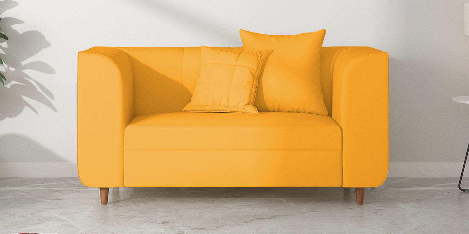 Sumo Velvet 2 Seater Sofa In Safforn Yellow Colour - Febonic Living
